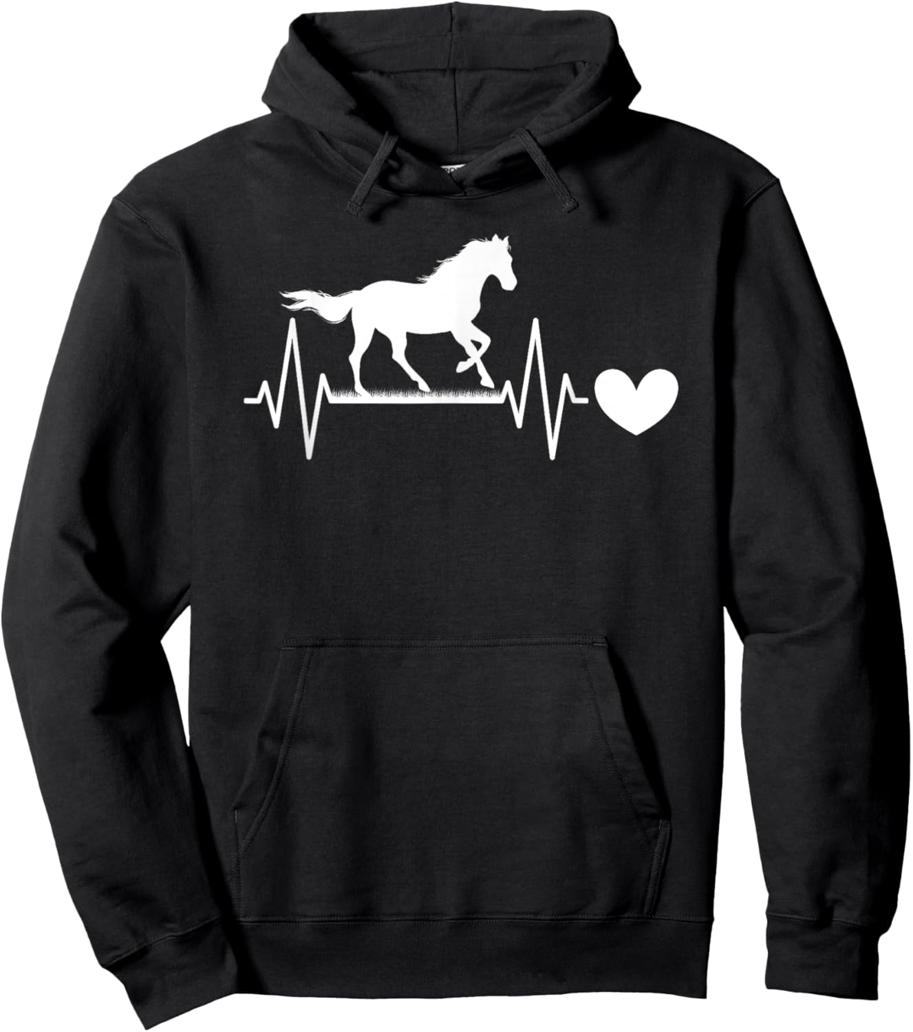 Cute Horse Lover Horseback Riding Heartbeat Horse Hoodie - Hoodie | Black