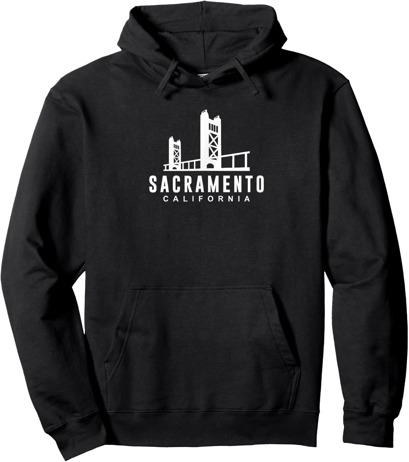 Sacramento Tower Bridge Design (white)- Sactown California Hoodie - Hoodie | Black