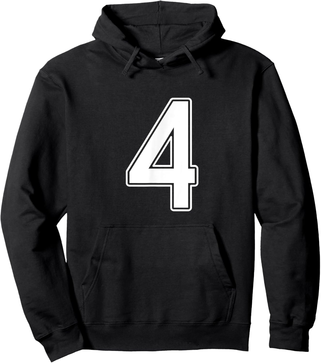 Number #4 White Sport Number Hoodie - Hoodie | Black