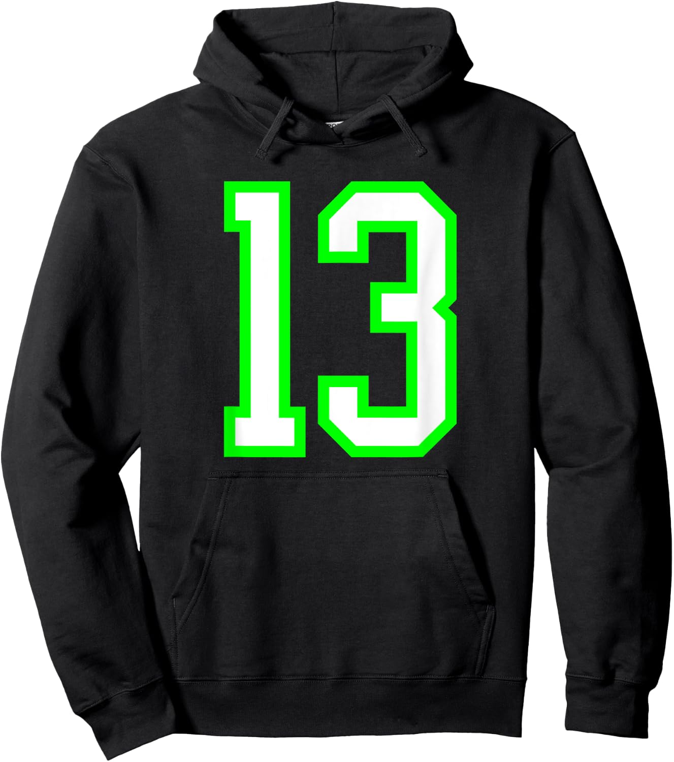 Sports Team Jersey #13 White Lime Jersey Number 13 Hoodie - Hoodie | Black