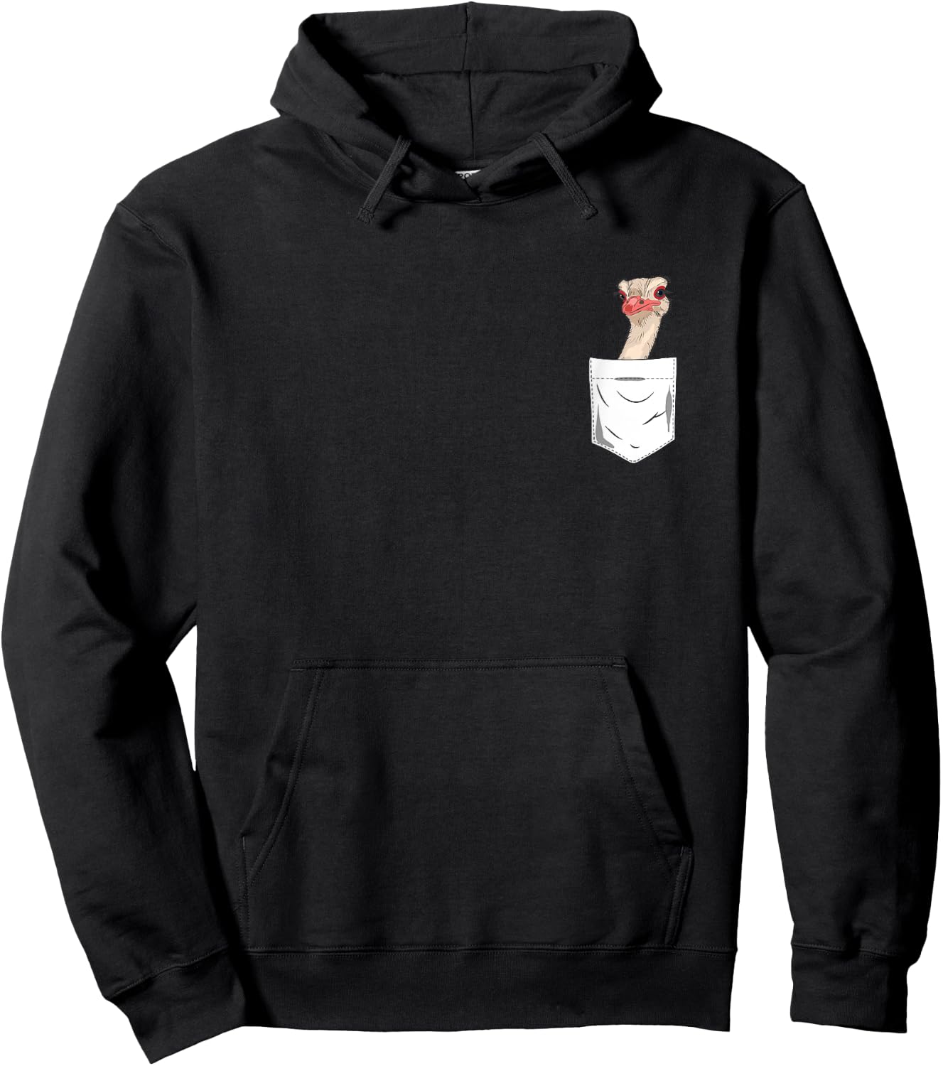 Ostrich Bird in the Pocket Funny Ostrich Hoodie - Hoodie | Black