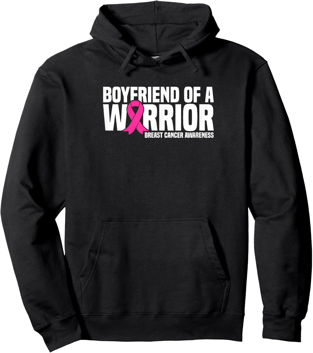 Boyfriend of a Warrior Pink Ribbon Breast Cancer Awareness Hoodie - Hoodie | Black