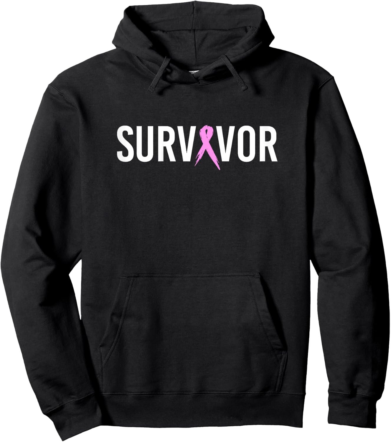 Breast Cancer Survivor Design WIth Pink Cancer Ribbon Hoodie - Hoodie | Black