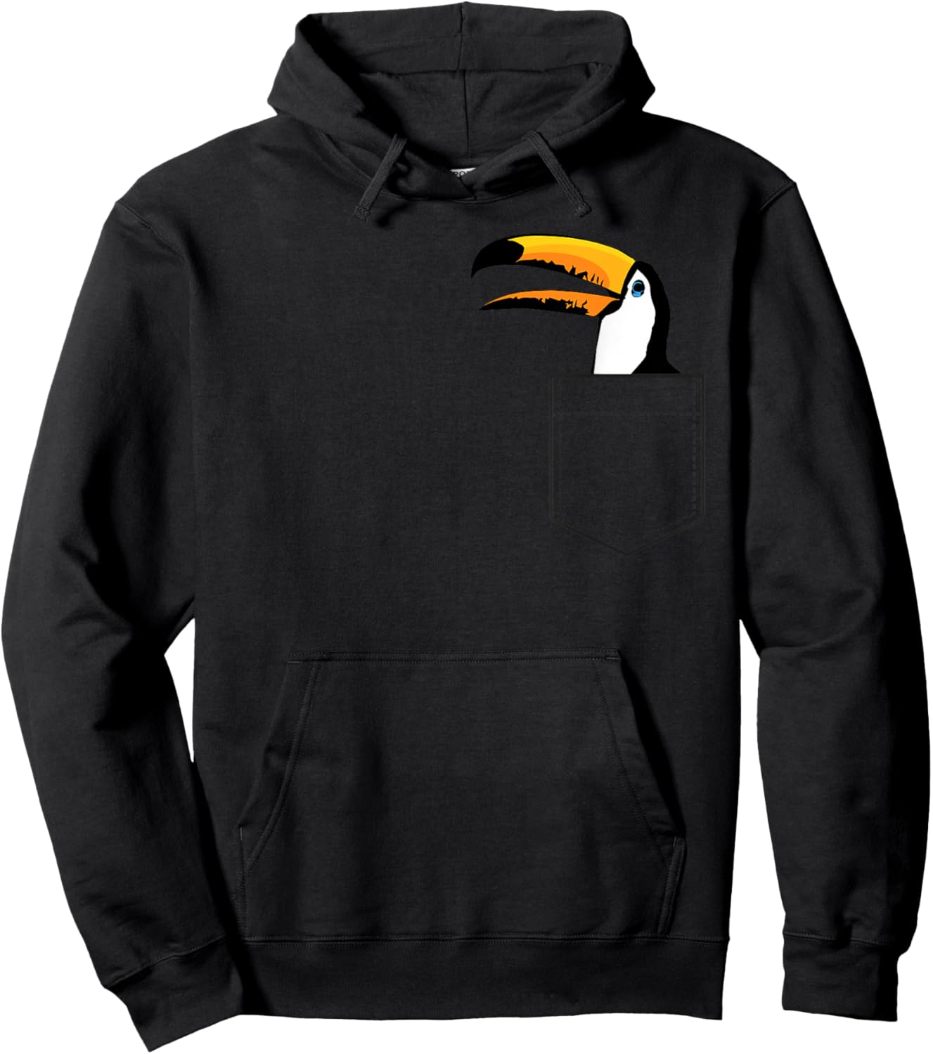 Tiny Toucan Companion: Colorful Pocket Friend Hoodie - Hoodie | Black