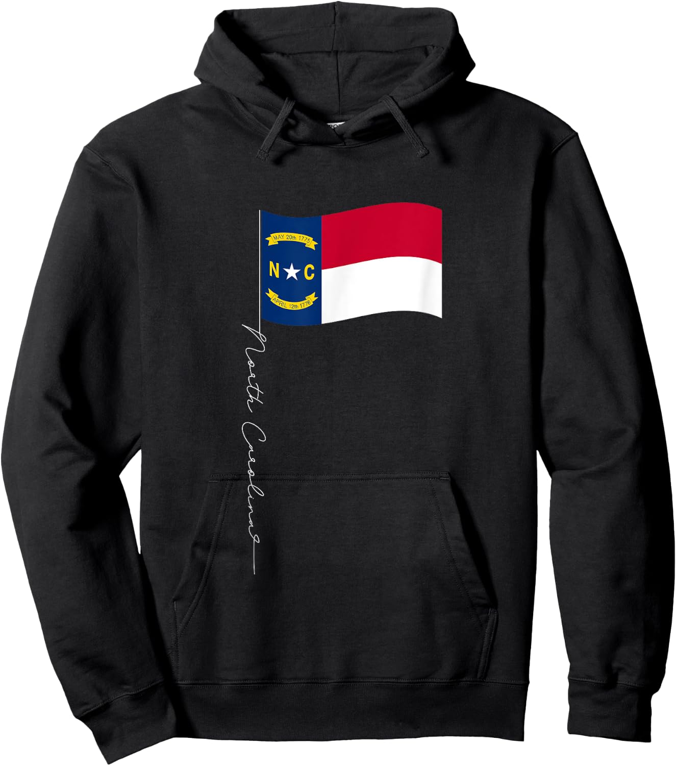 North Carolina Signature Flag Pole - North Carolinian Flag Hoodie - Hoodie | Black