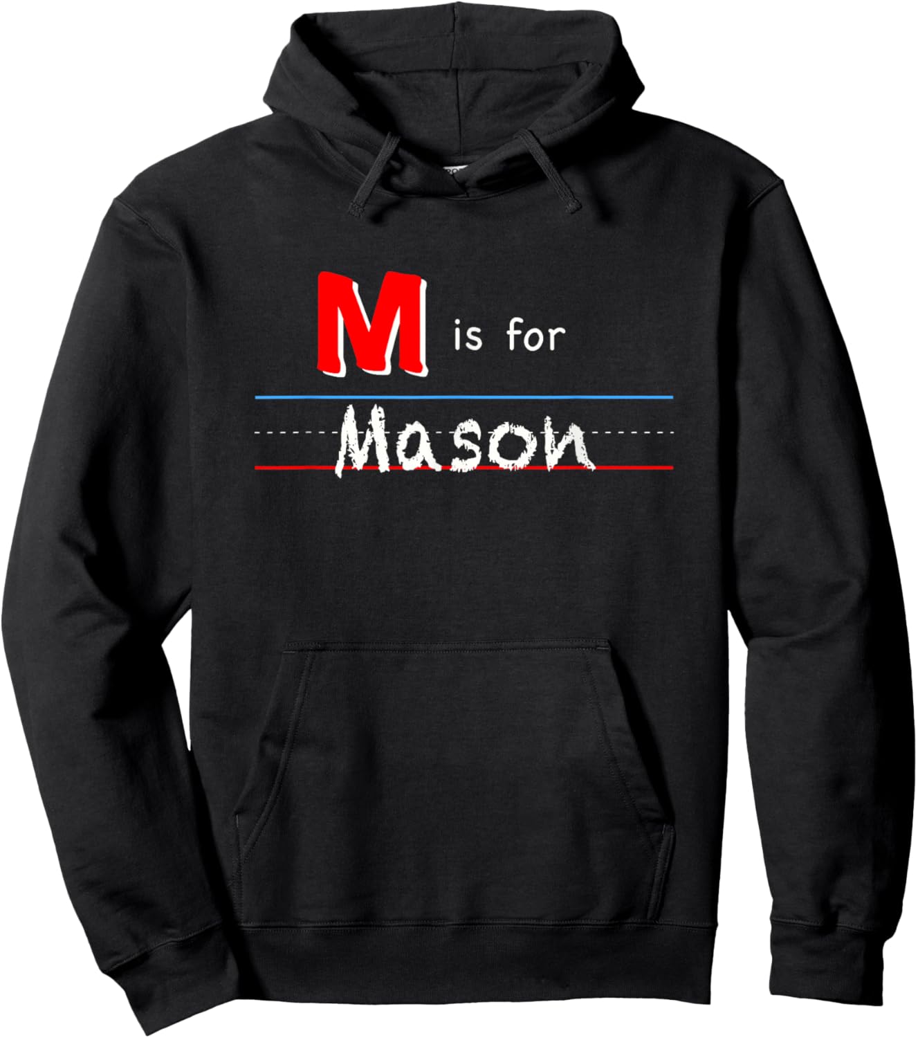 M Is For Mason, boys custom personalized name kids school Hoodie - Hoodie | Black