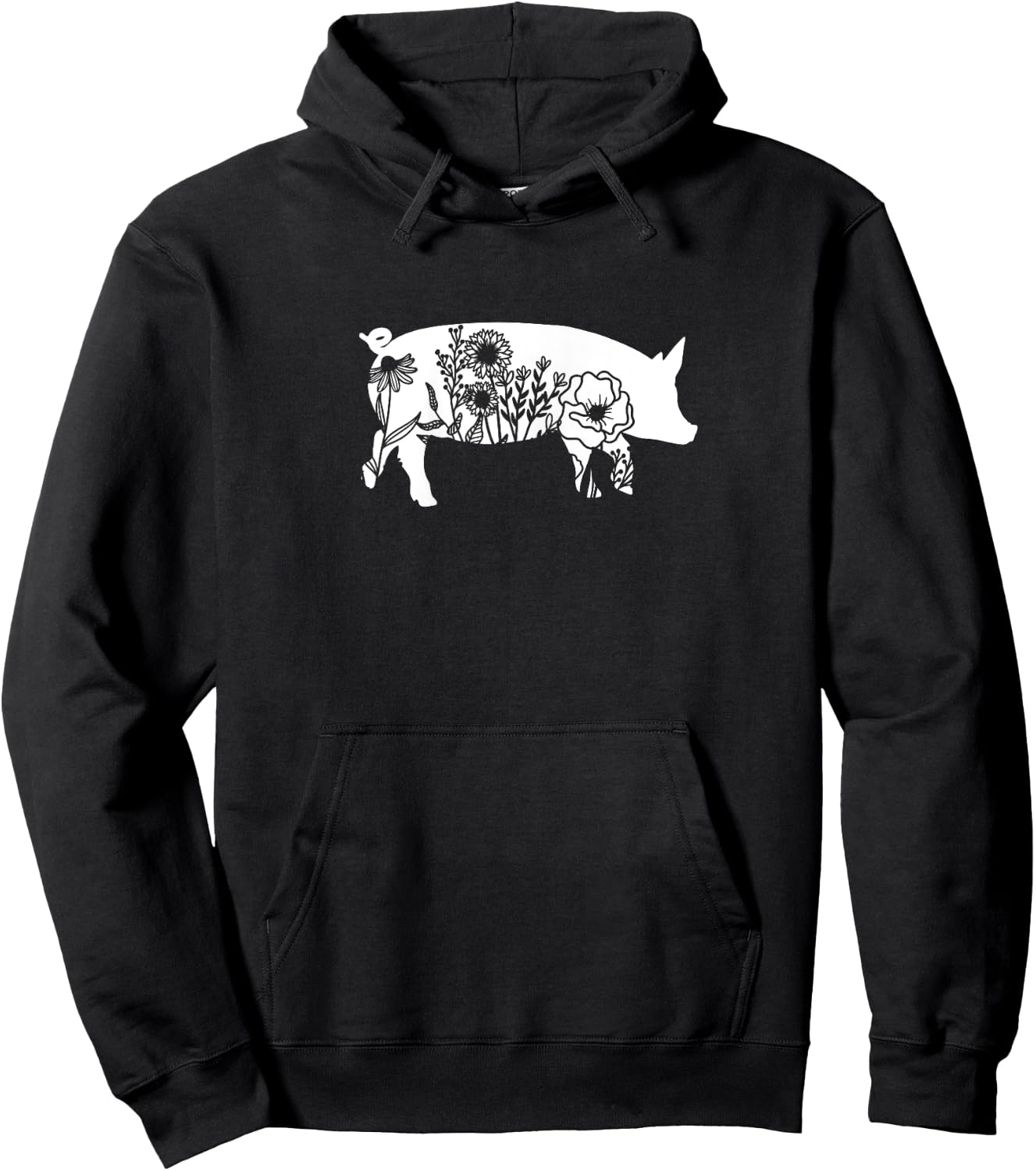 Floral Pig Mama Flower Graphic for Barn Mom Teen Girls Women Hoodie - Hoodie | Black