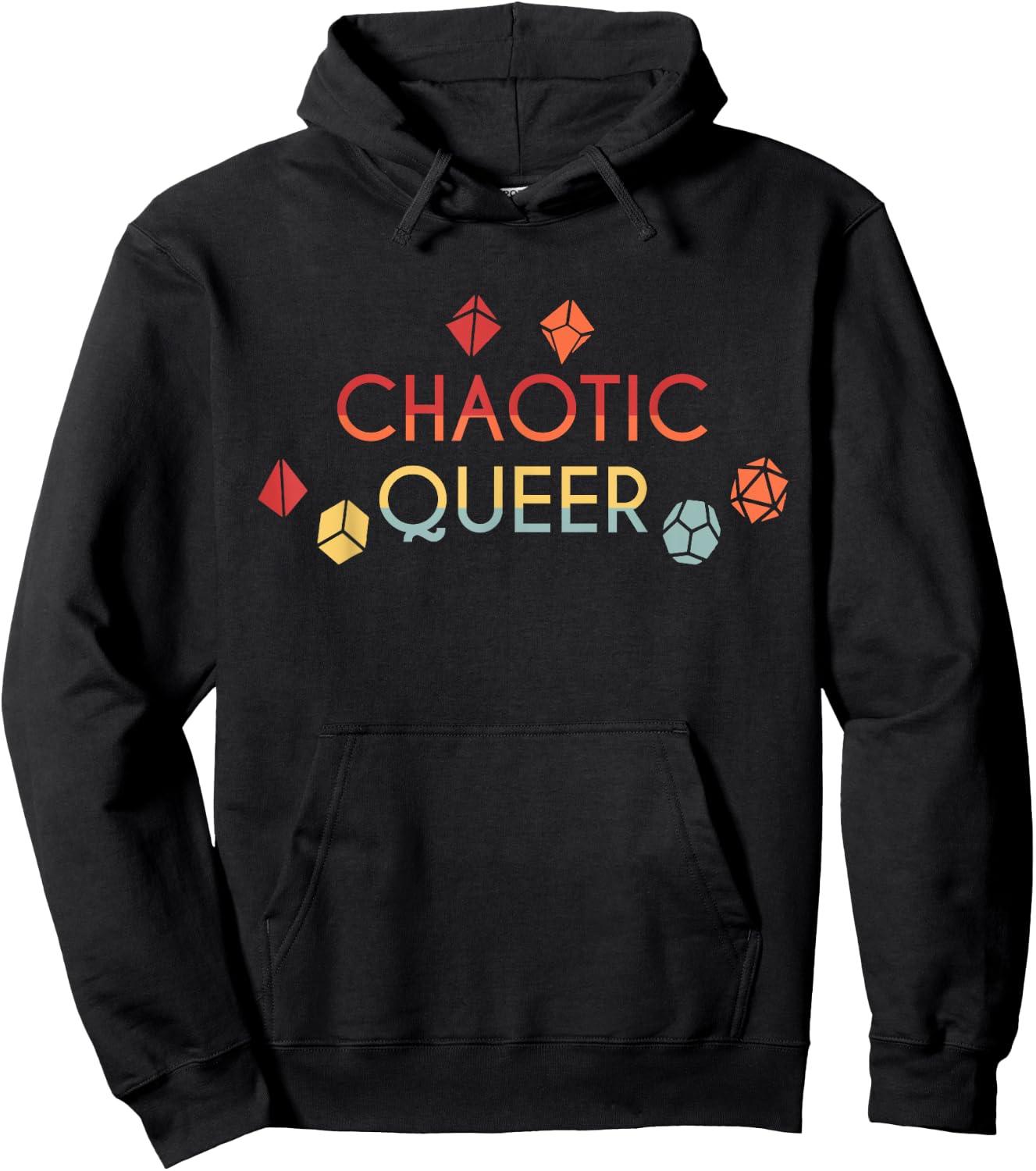 Chaotic Queer Alignment Dice D20 Nerdy Tabletop Adventure Hoodie - Hoodie | Black