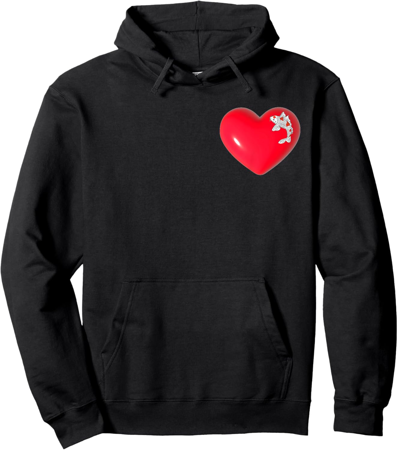 Kuhaku Koi in a Red Bubble Love Heart Design Hoodie - Hoodie | Black