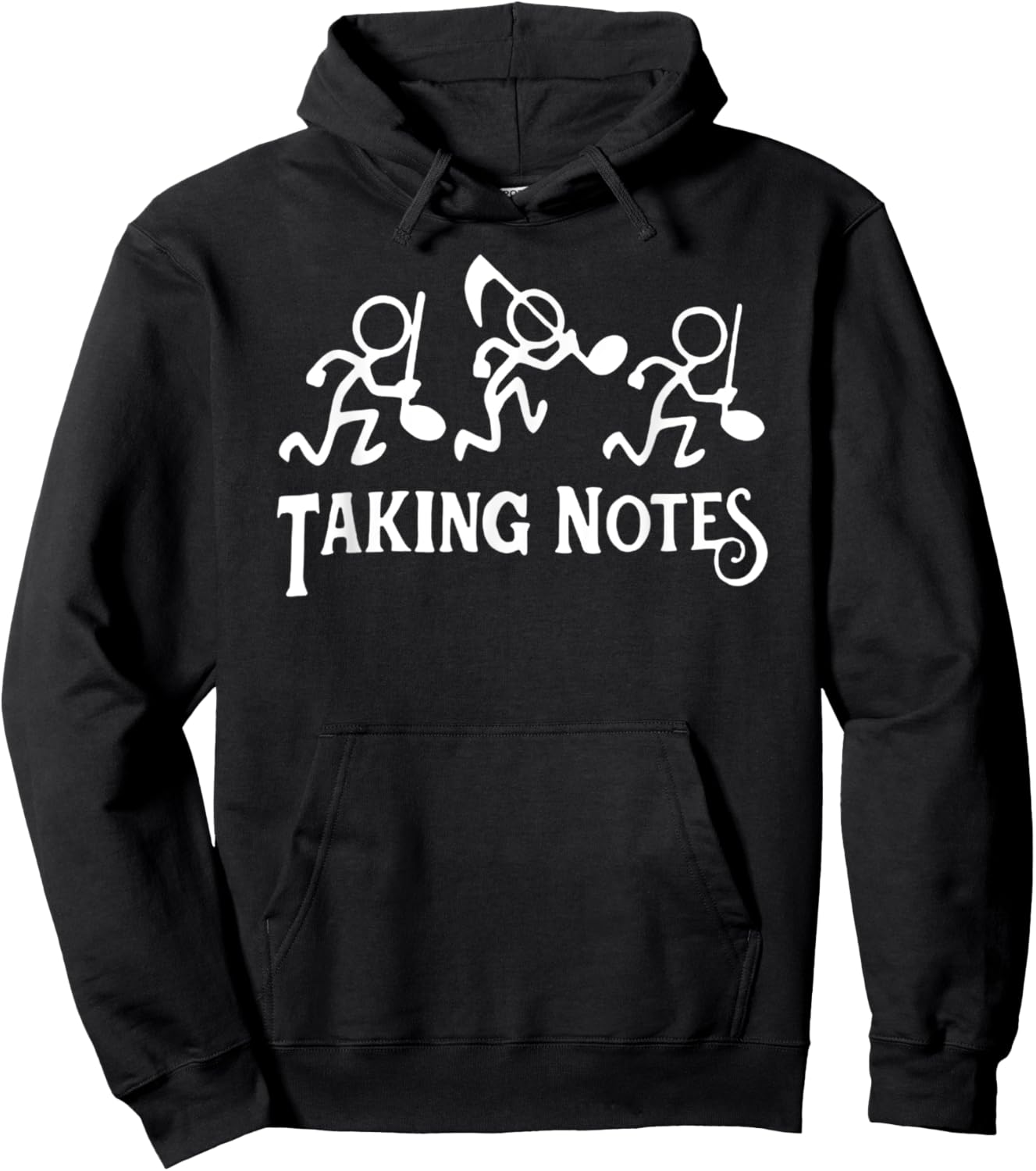 Taking Notes - Funny Stick Men Stealing Music Notes Hoodie - Hoodie | Black