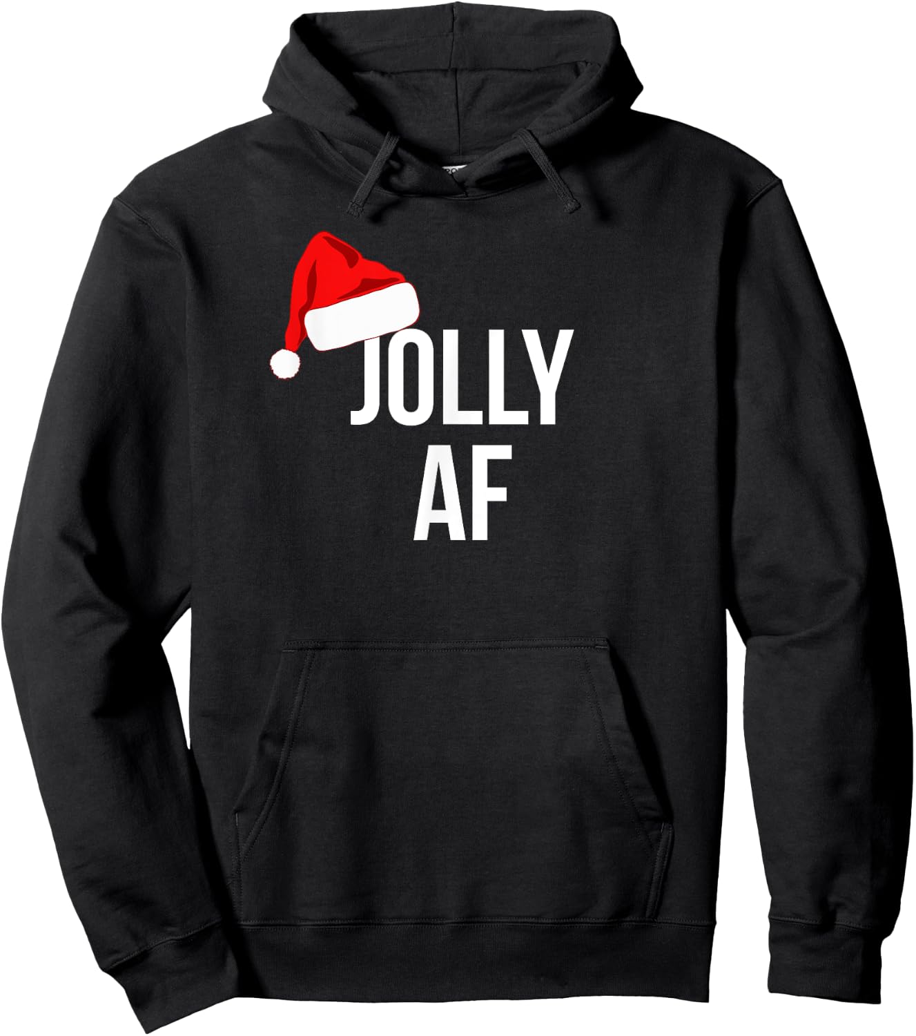 Funny Jolly AF Hat Christmas Holiday Hoodie - Hoodie | Black