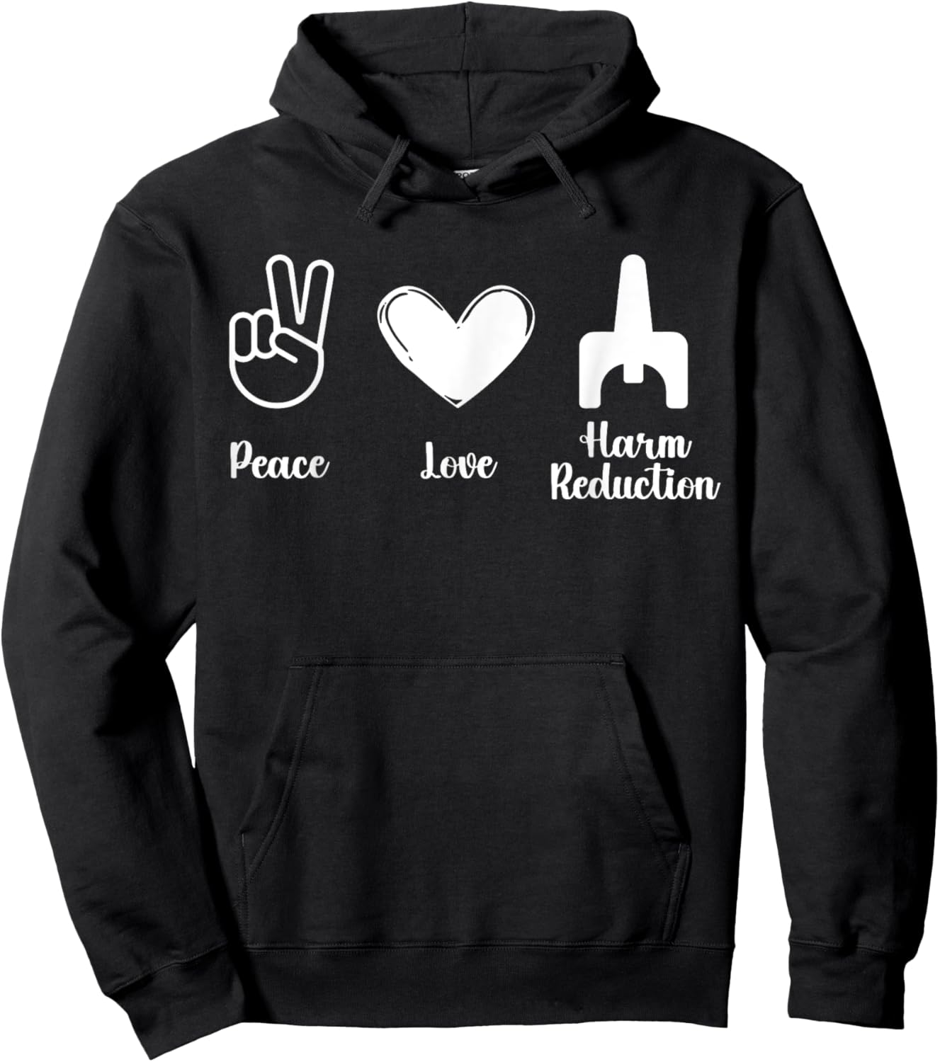Retro Peace Love Harm Reduction Overdose Awareness Nurse Hoodie - Hoodie | Black