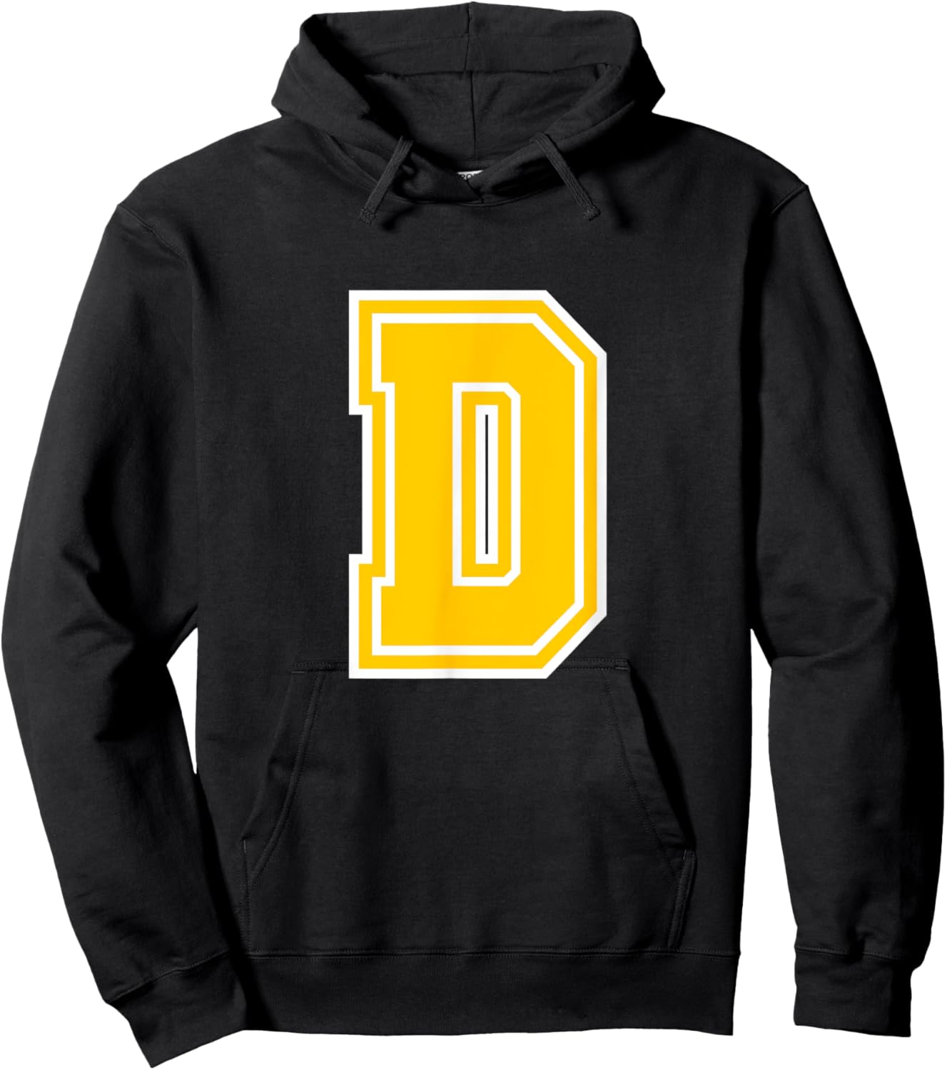 Letter D Yellow Monogram Initial Hoodie - Hoodie | Black