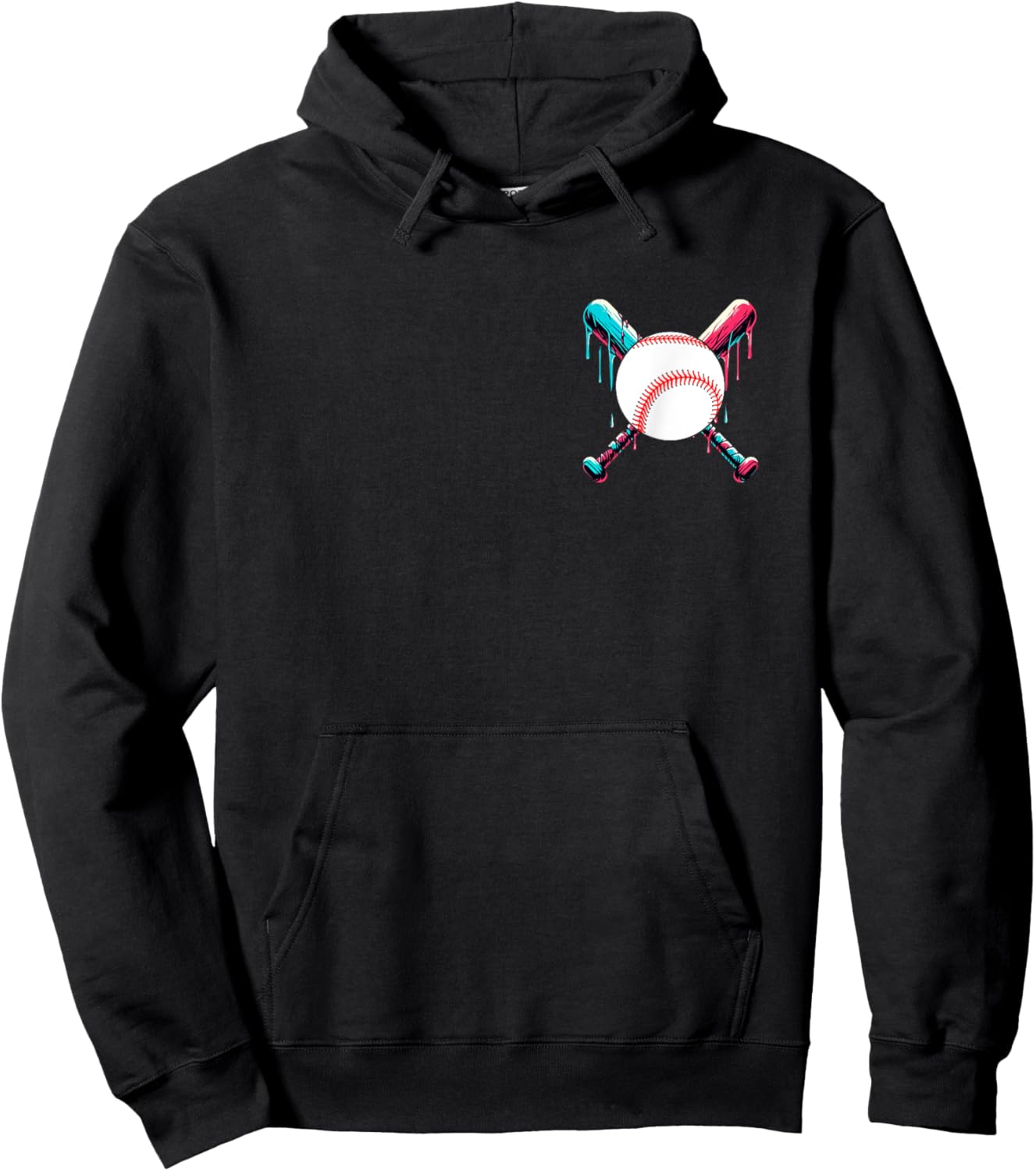 Baseball Bat Drip with Melting Ice Cream Drippy Pocket Hoodie - Hoodie | Black