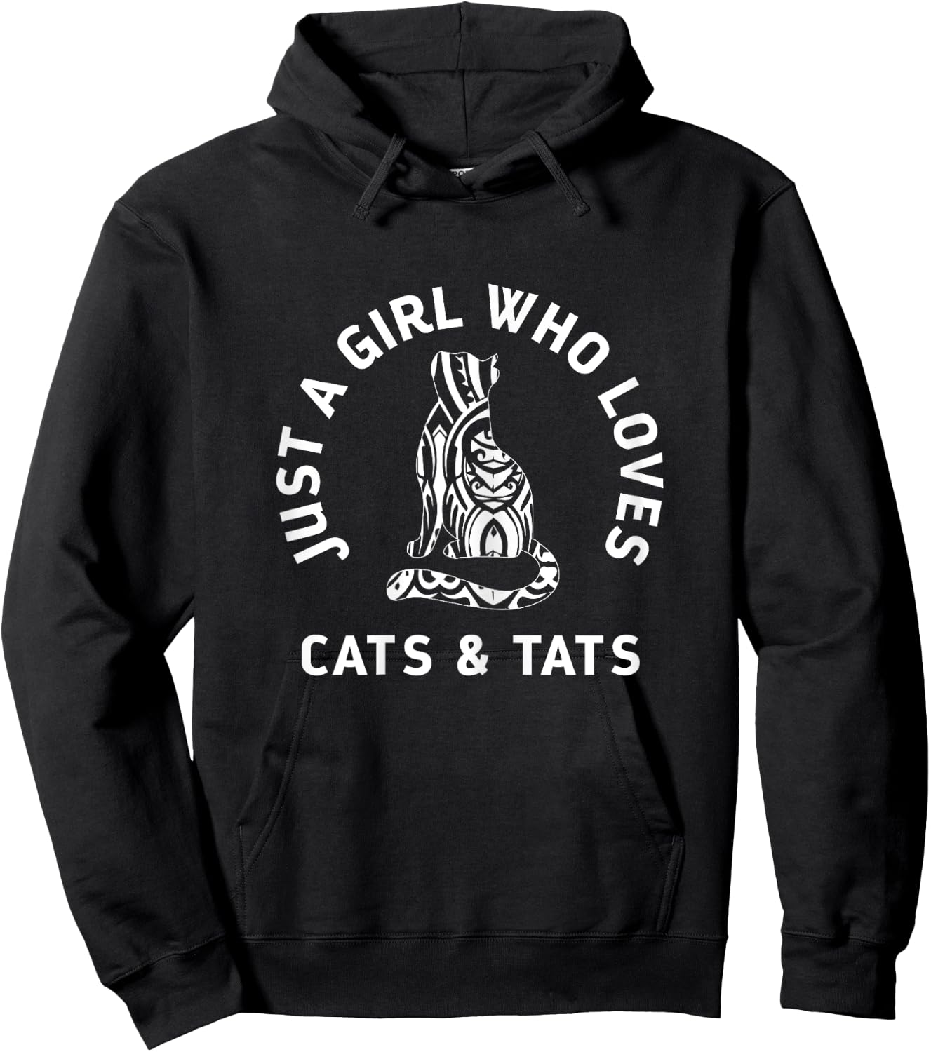 Girl Who Loves Cats & Tats Cute Funny Tattoo Cat Hoodie - Hoodie | Black
