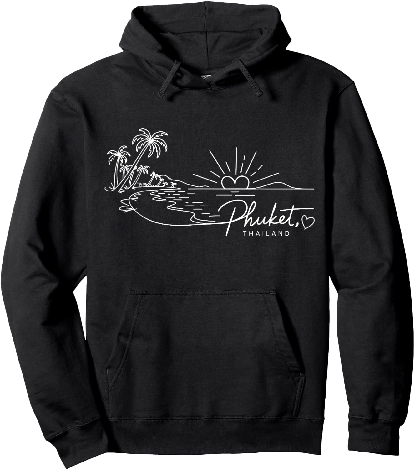 Phuket Thailand Signature Heart Art - Romantic Souvenir Hoodie - Hoodie | Black