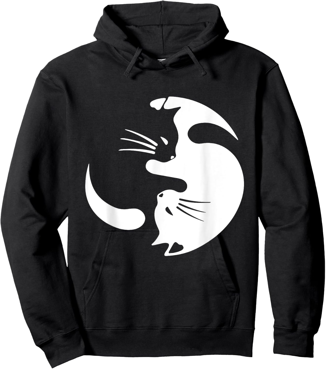 Yin Yang Cat Symbol Cute Black and White Cat Kitty Halloween Hoodie - Hoodie | Black