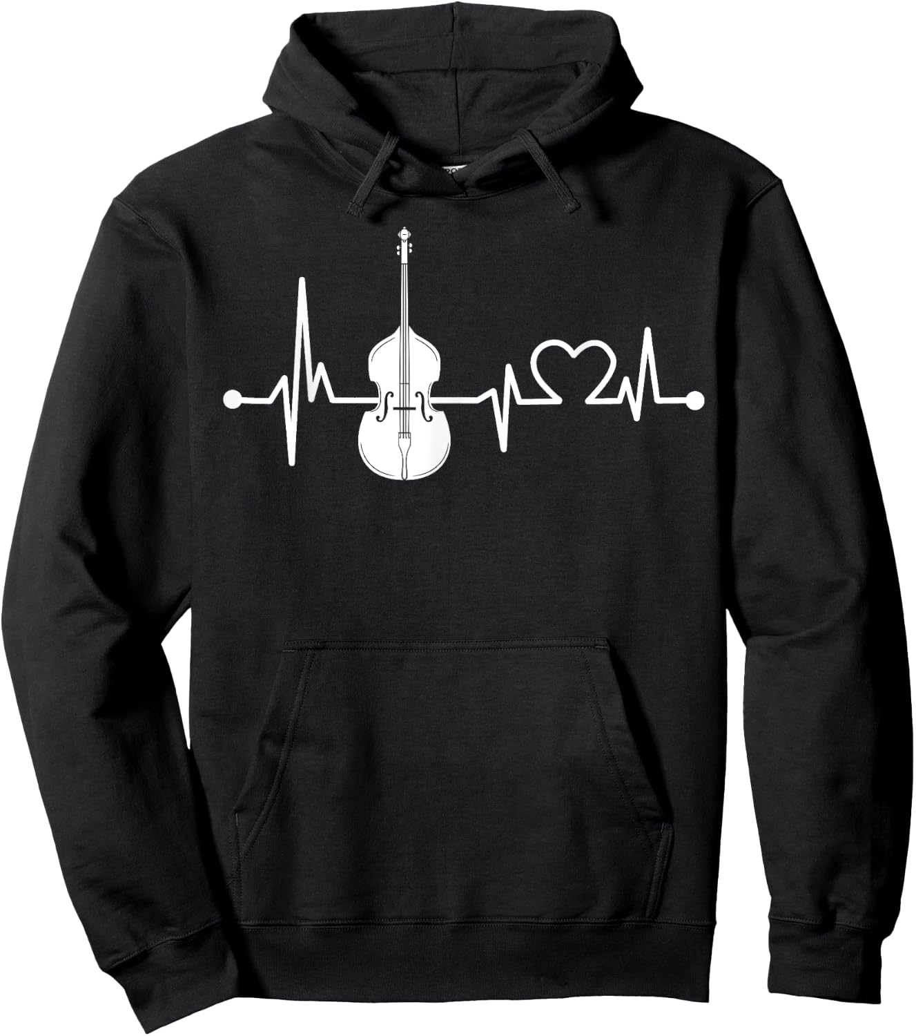 Double bass Heartbeat Funny Love For Music Orchestra Gift Hoodie - Hoodie | Black