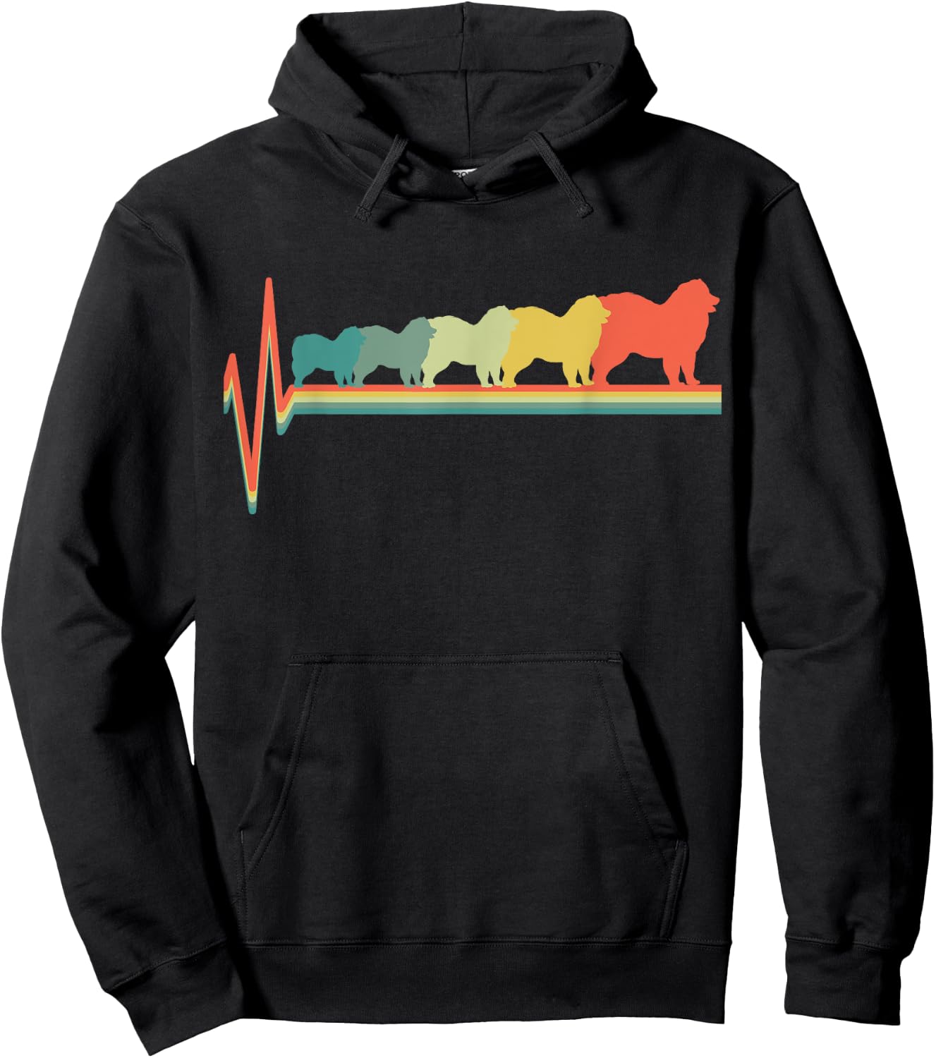 Samoyed Heartbeat Retro Gift Samoyed Lovers Hoodie - Hoodie | Black