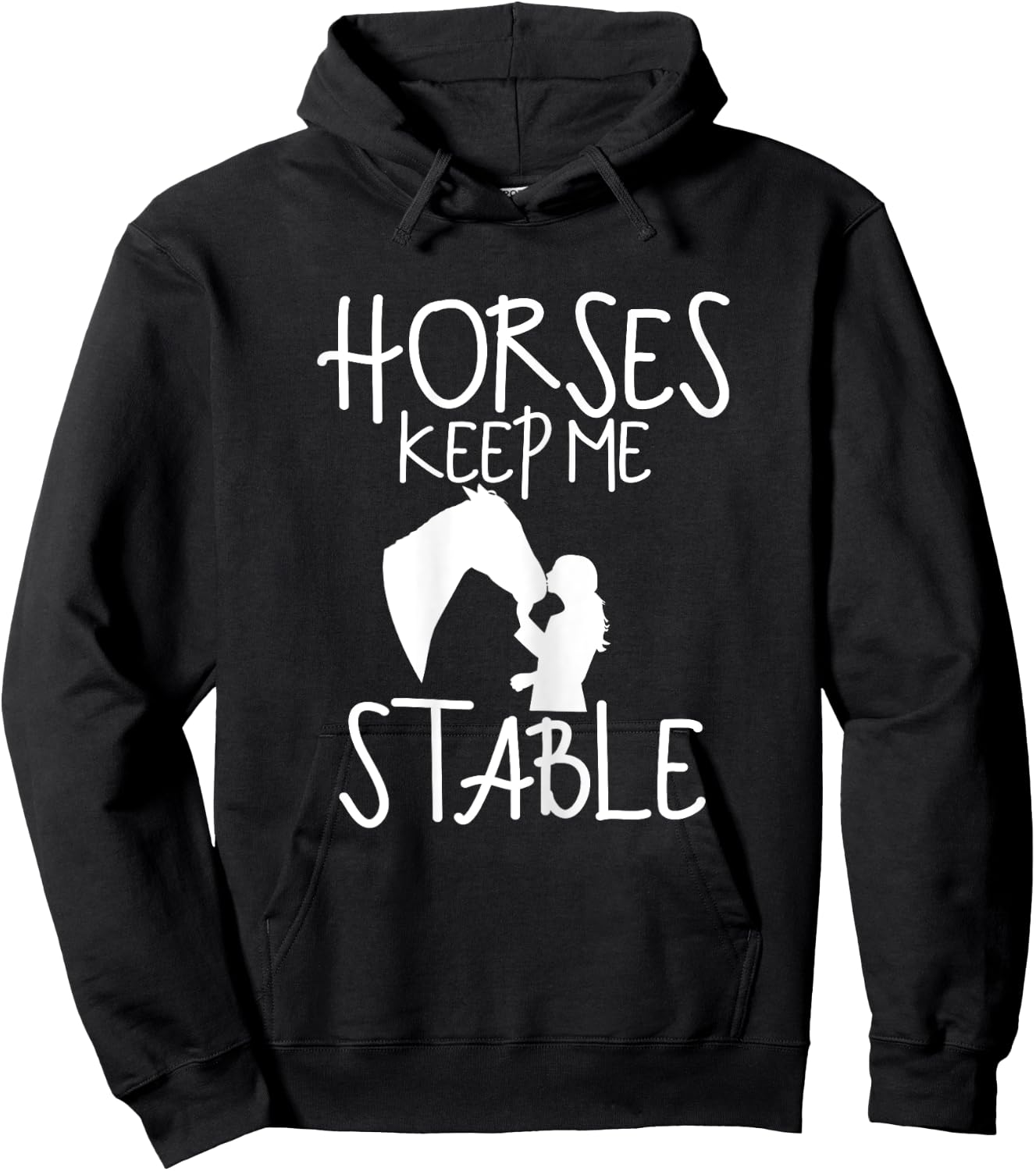 Funny Horse Lovers Horseback Rider- Horses Keeps me Stable Hoodie - Hoodie | Black