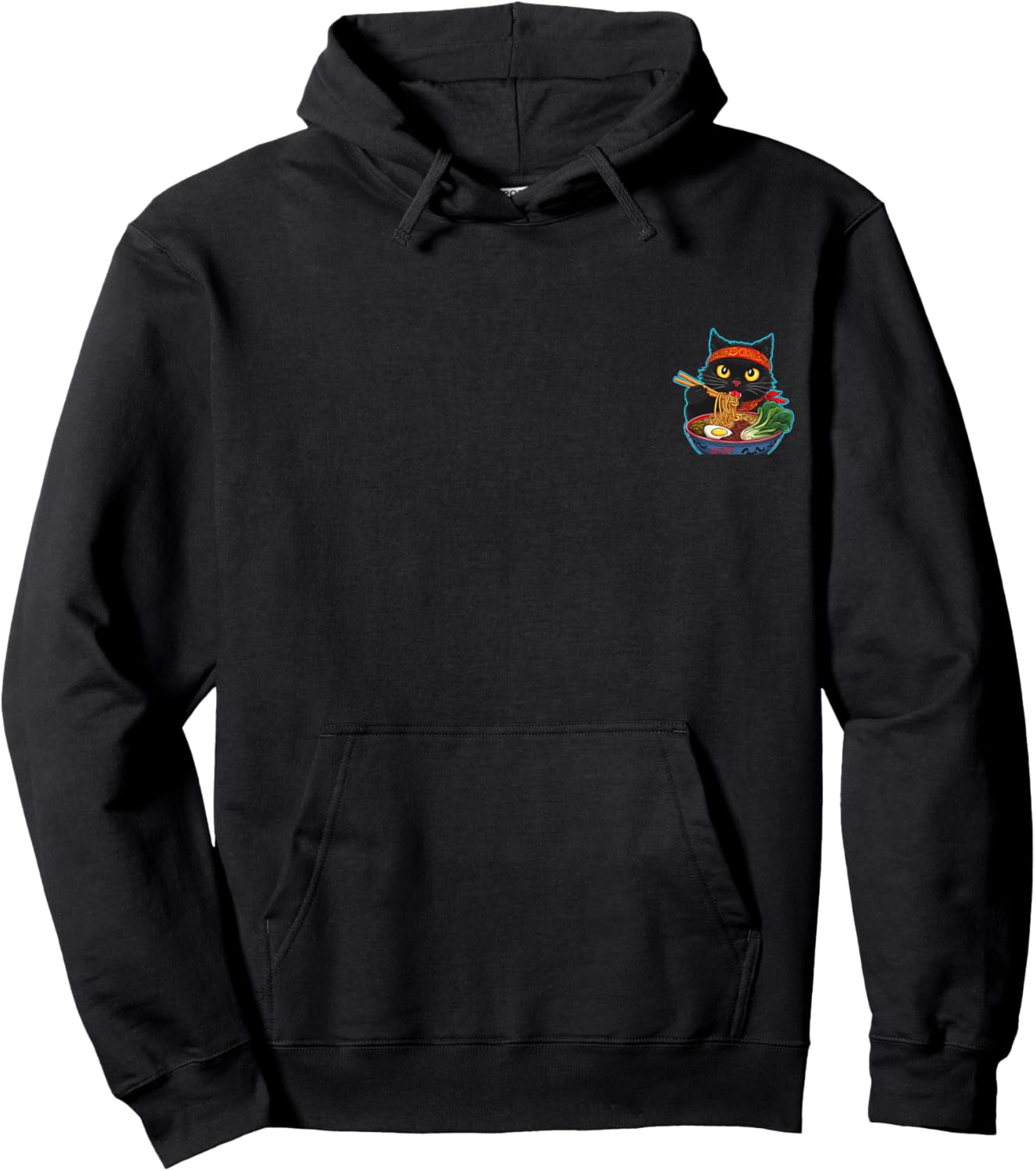 Cat Ramen Noodle Japanese Manga Cat Hoodie - Hoodie | Black