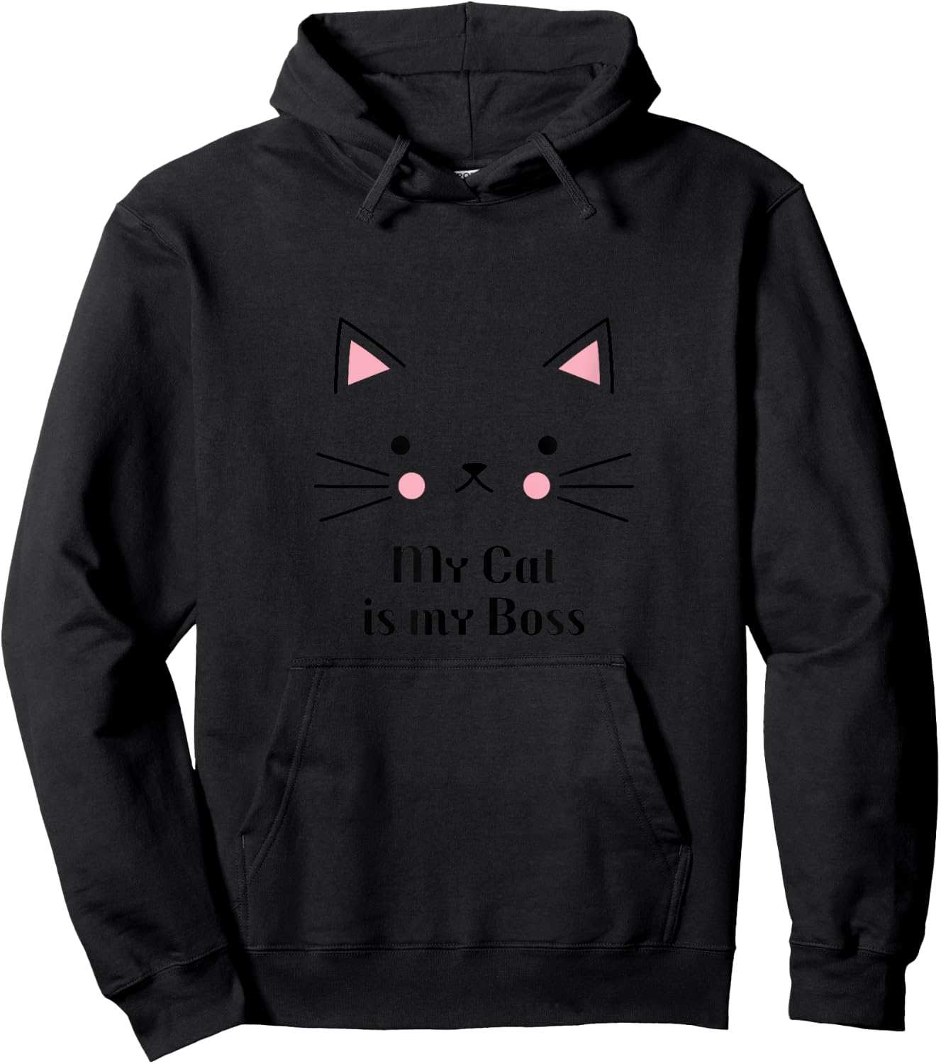 My Cat is My Boss Men Women Hoodie - Hoodie | Black