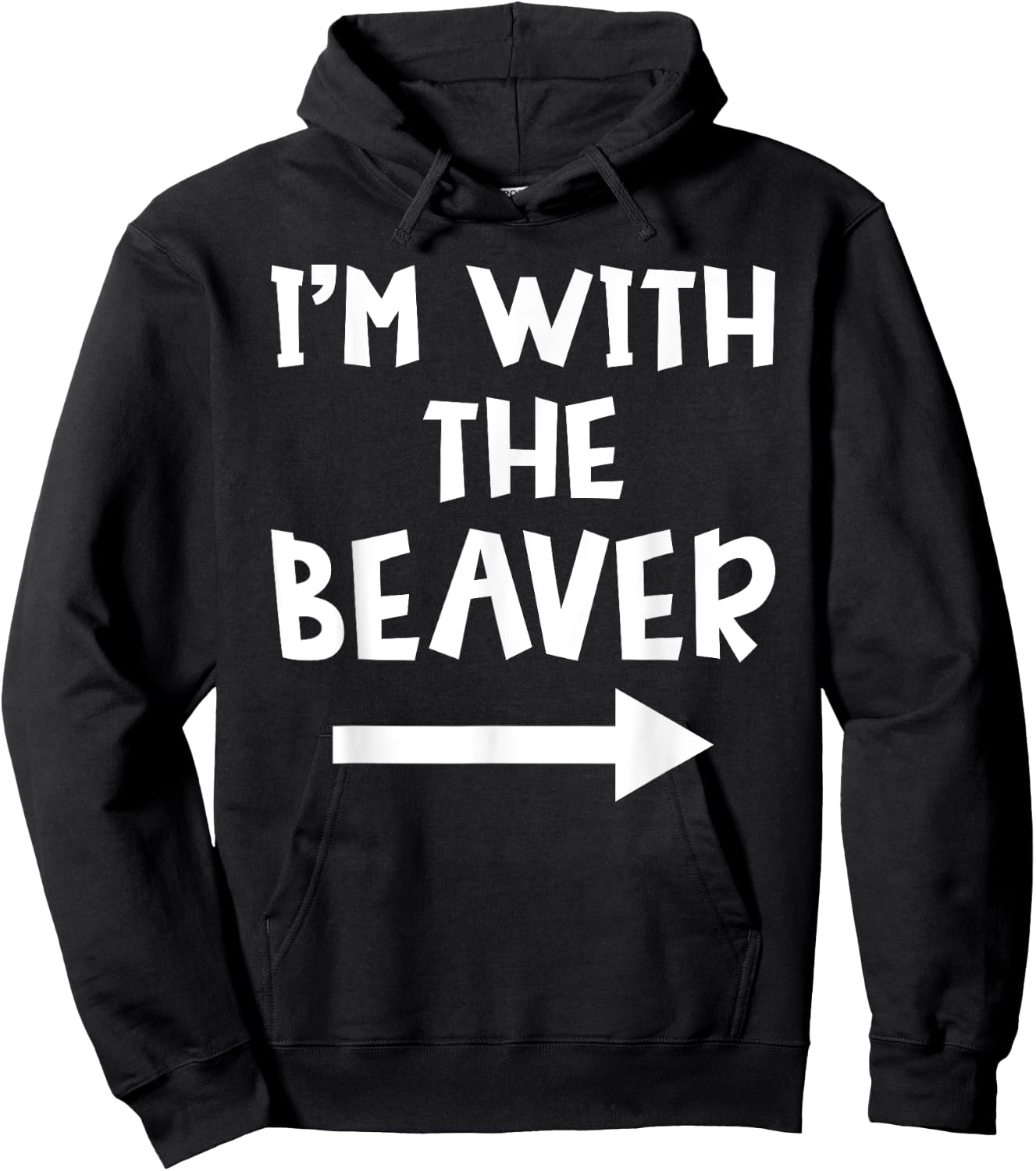I'm With The Beaver Funny Matching Couple Halloween Costume Hoodie - Hoodie | Black