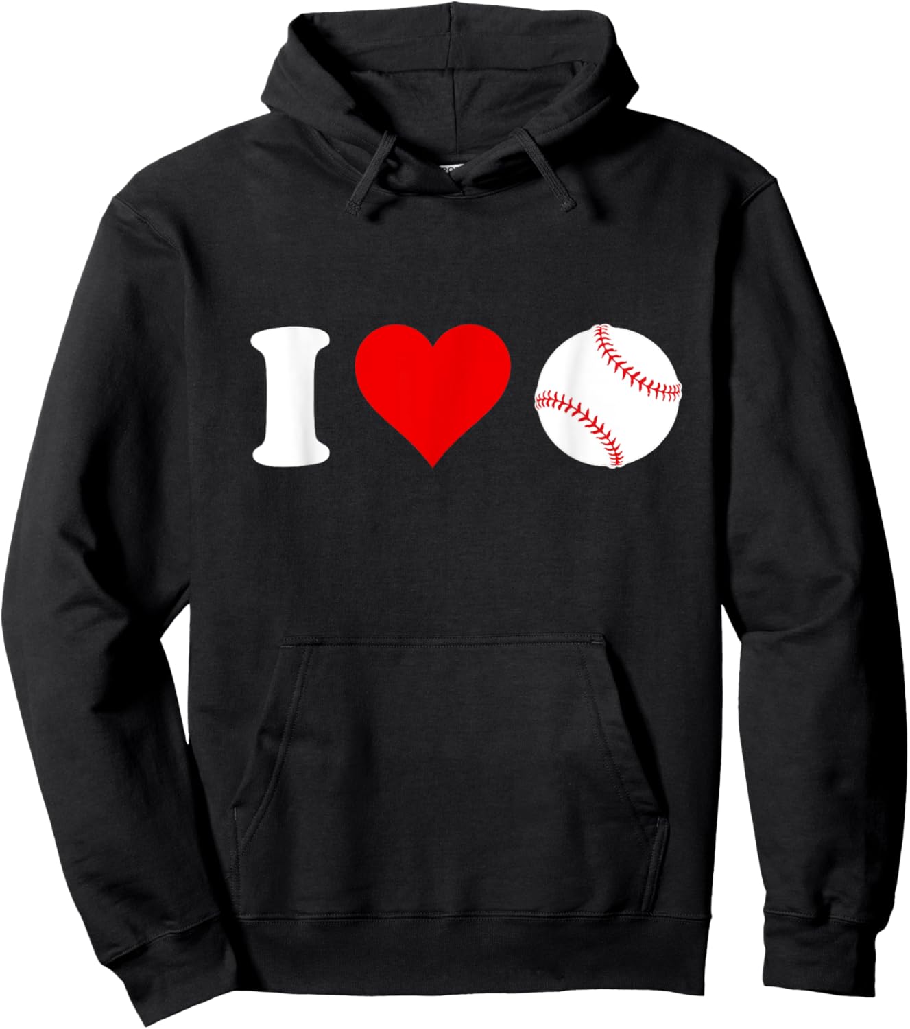 I Love Baseball Sports Fan Heart Shaped Baseball Fan Hoodie - Hoodie | Black