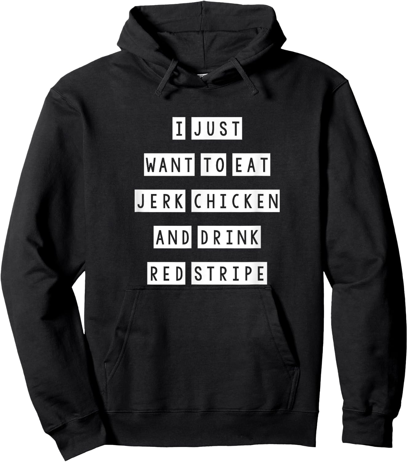 Jerk Chicken and drink red stripe, Jamaican Food Hoodie - Hoodie | Black