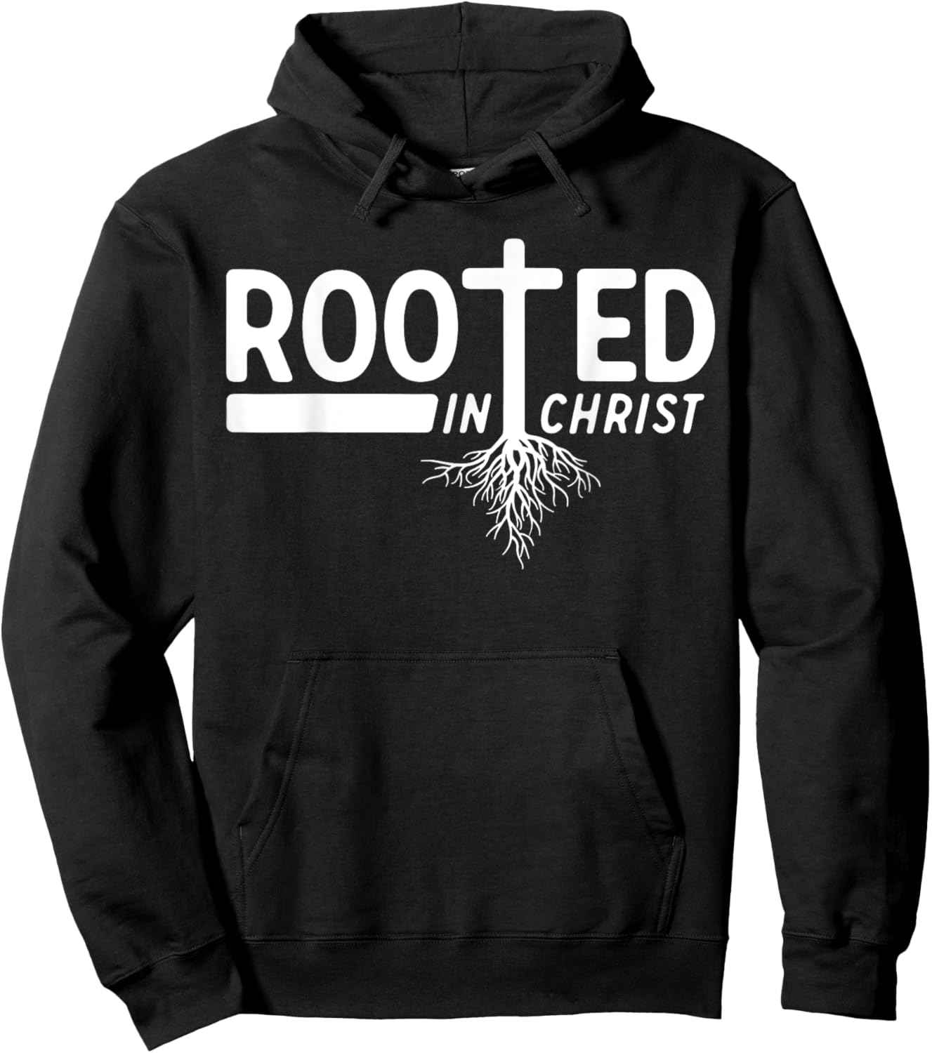 Rooted In Christ Jesus Cross Pray Bible Verse Christian Hoodie - Hoodie | Black