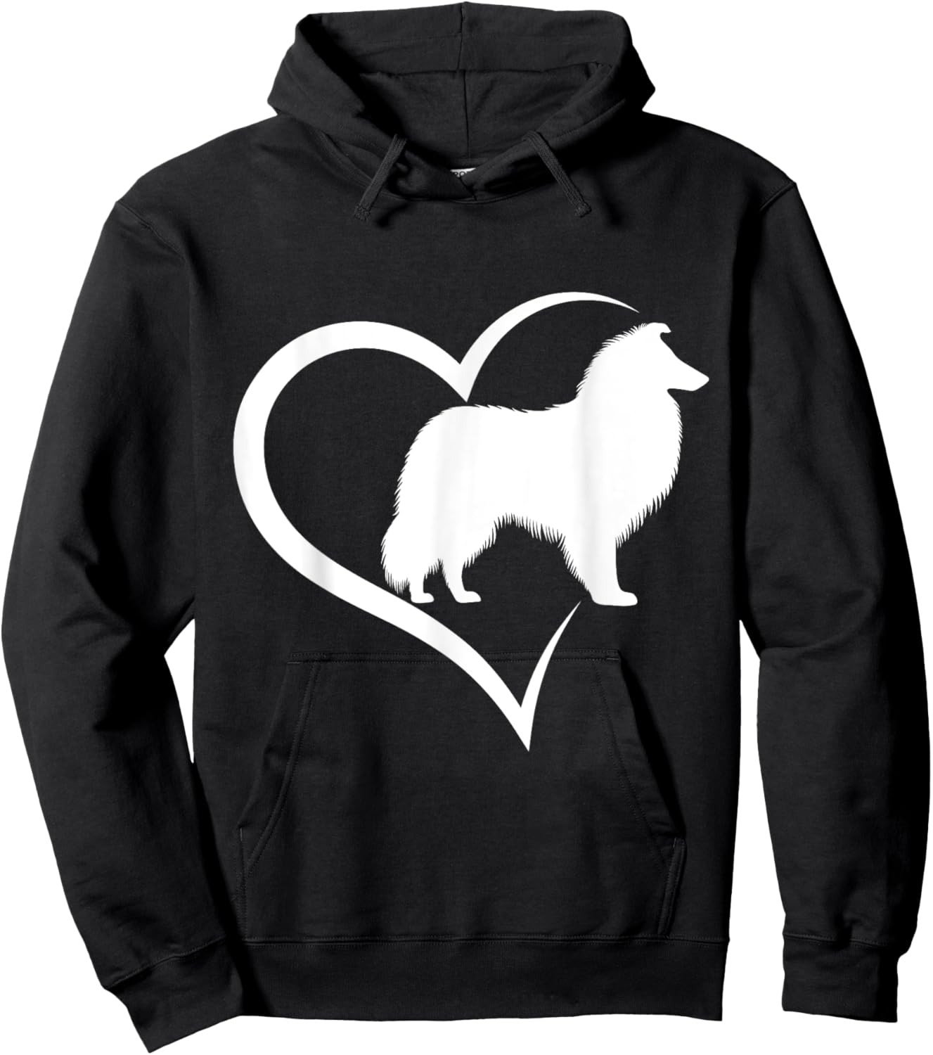 Rough Collie Silhouette Heart Love Dog Men Women Girls Kids Hoodie - Hoodie | Black