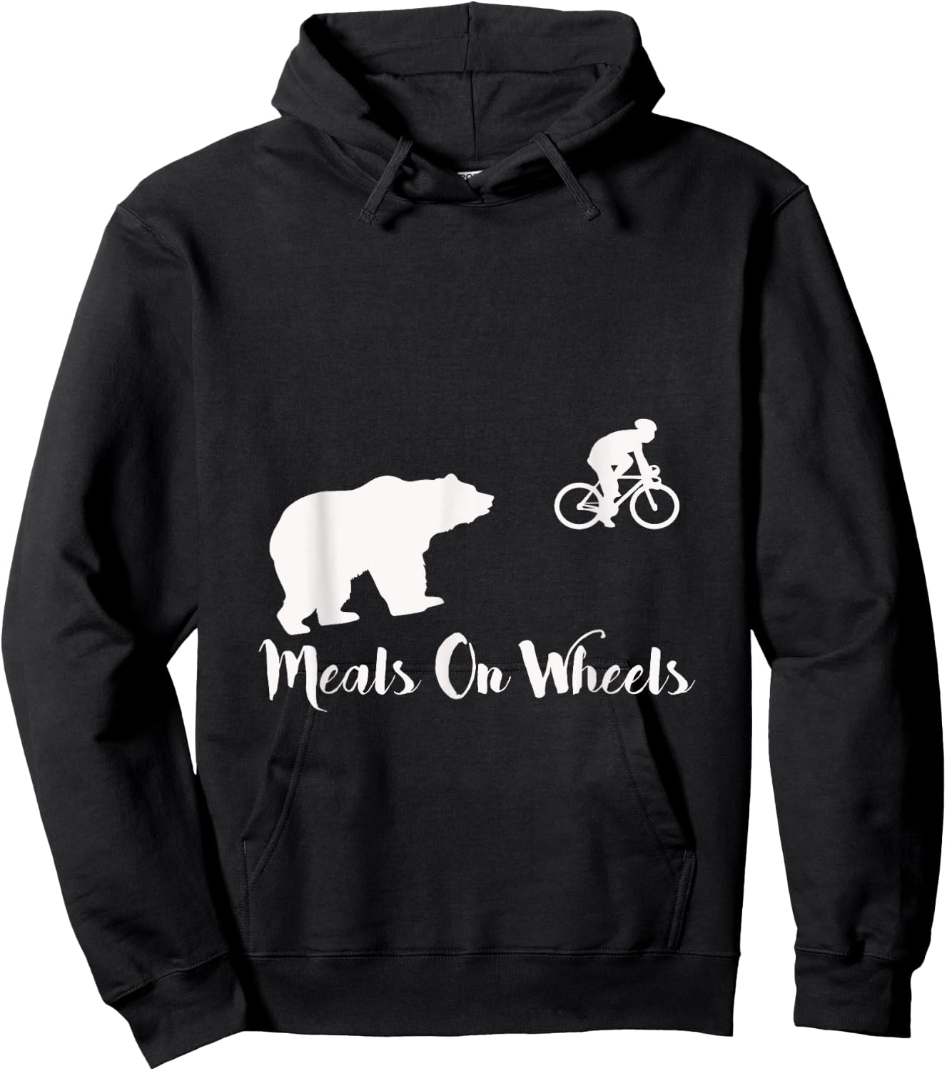 Funny Bear Chasing Bike Cyclist Meals on Wheels Hoodie - Hoodie | Black