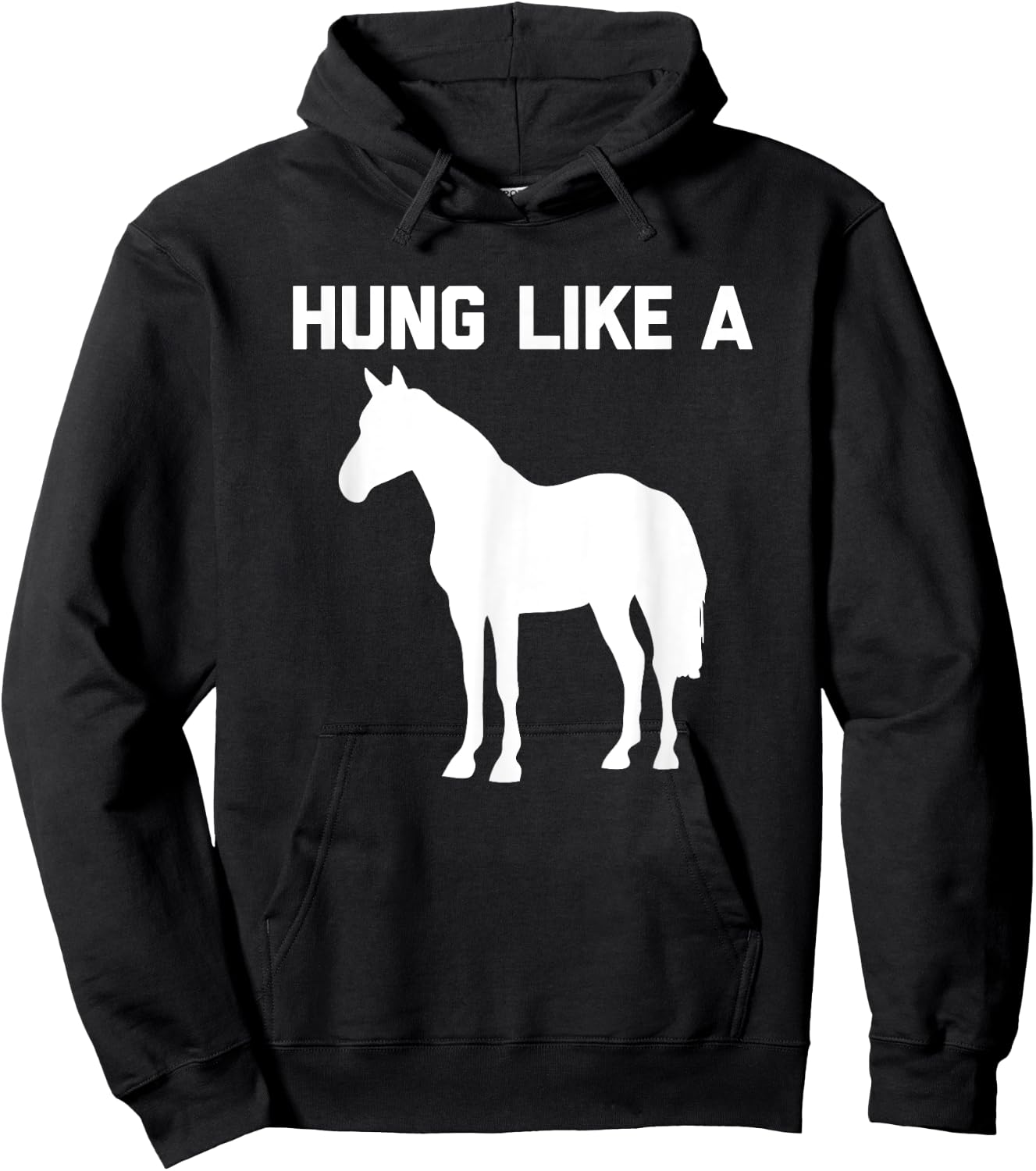Hung Like A Horse funny saying funny shirt Hoodie - Hoodie | Black