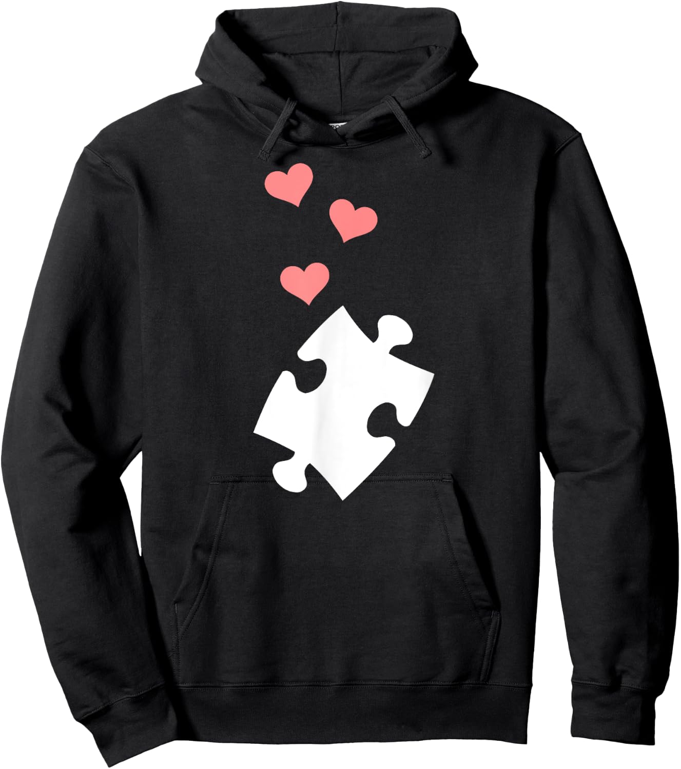 Jigsaw puzzle piece hearts Hoodie - Hoodie | Black
