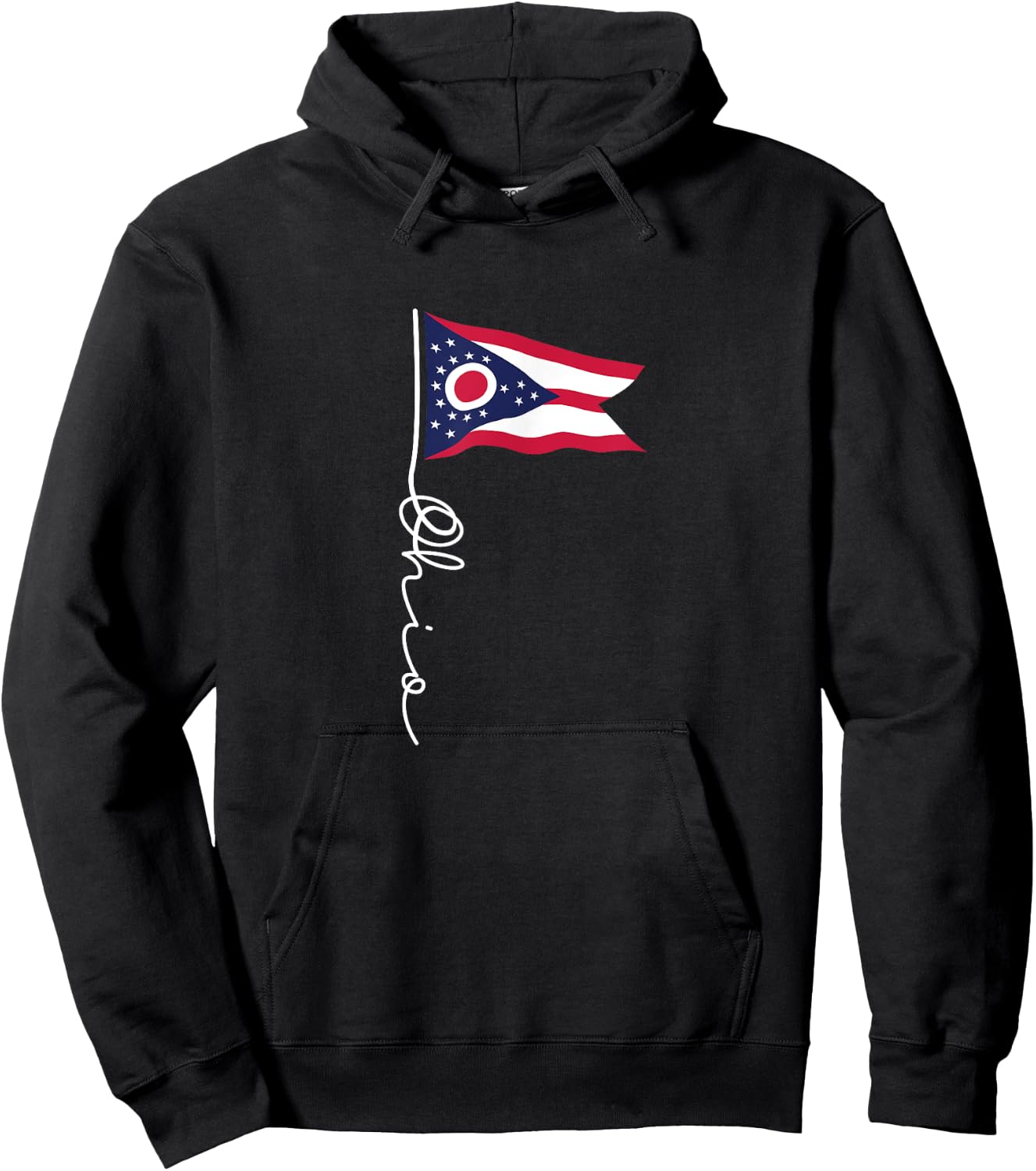 Ohio Signature Flag Pole - Elegant Patriotic Ohioan Flag Hoodie - Hoodie | Black