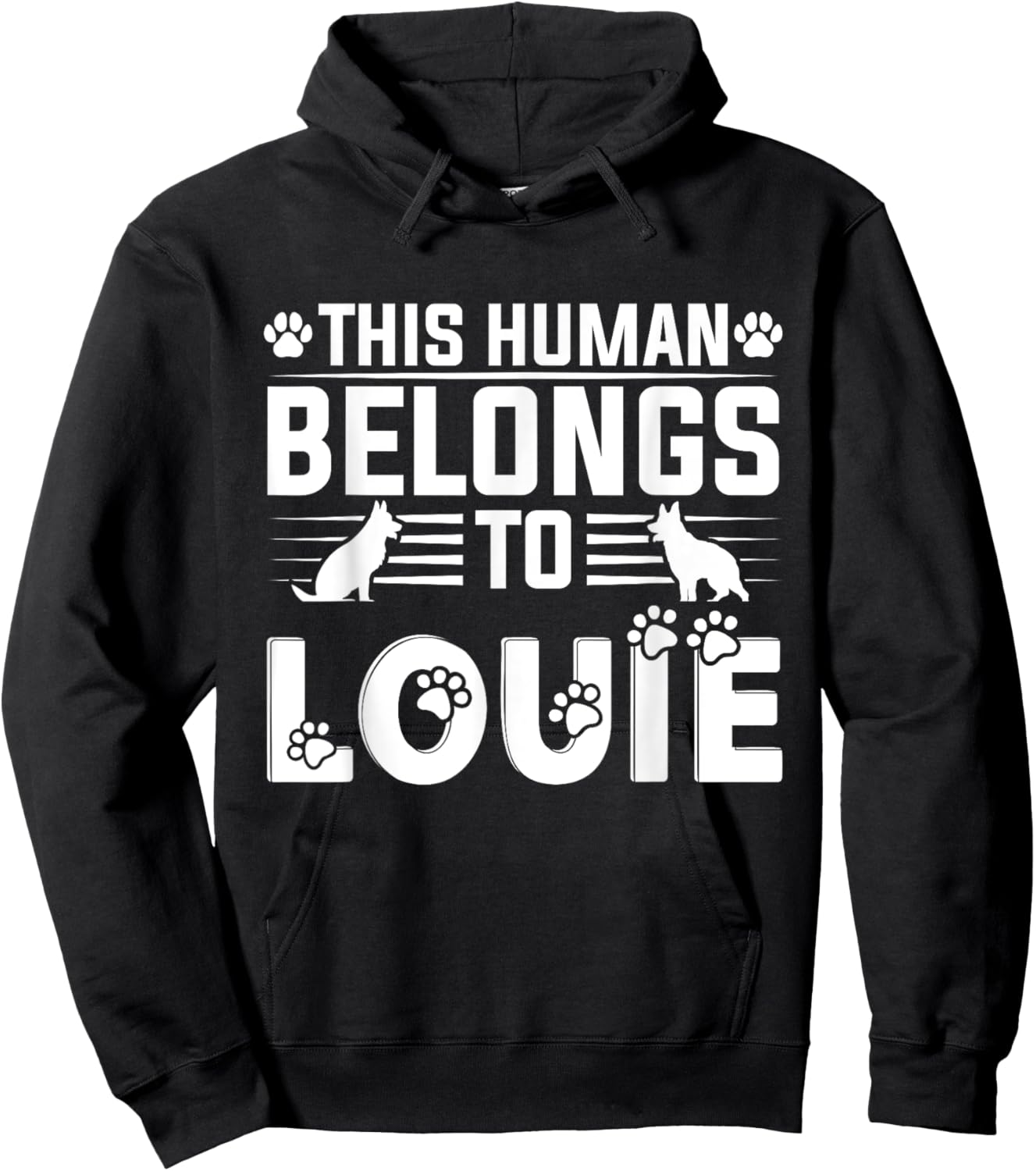 Dog Name Louie Personalised Gift This Human Belongs To a Dog Hoodie - Hoodie | Black