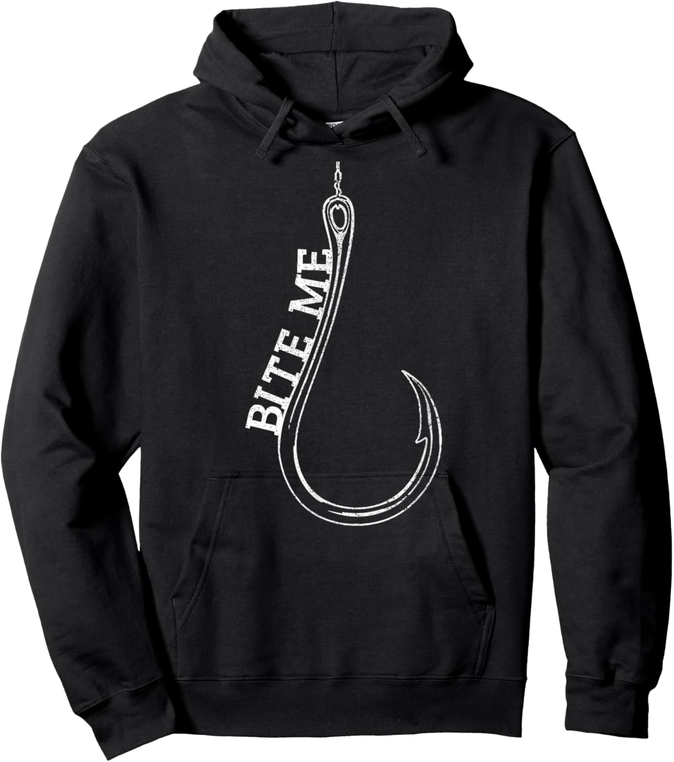 Fishing Hook Bite Me Bass Catfish Pike Fisherman Funny Gift Hoodie - Hoodie | Black