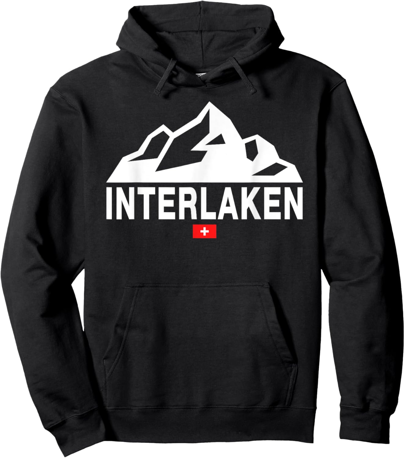 Interlaken Switzerland Swiss Flag Swiss Mountains Hoodie - Hoodie | Black
