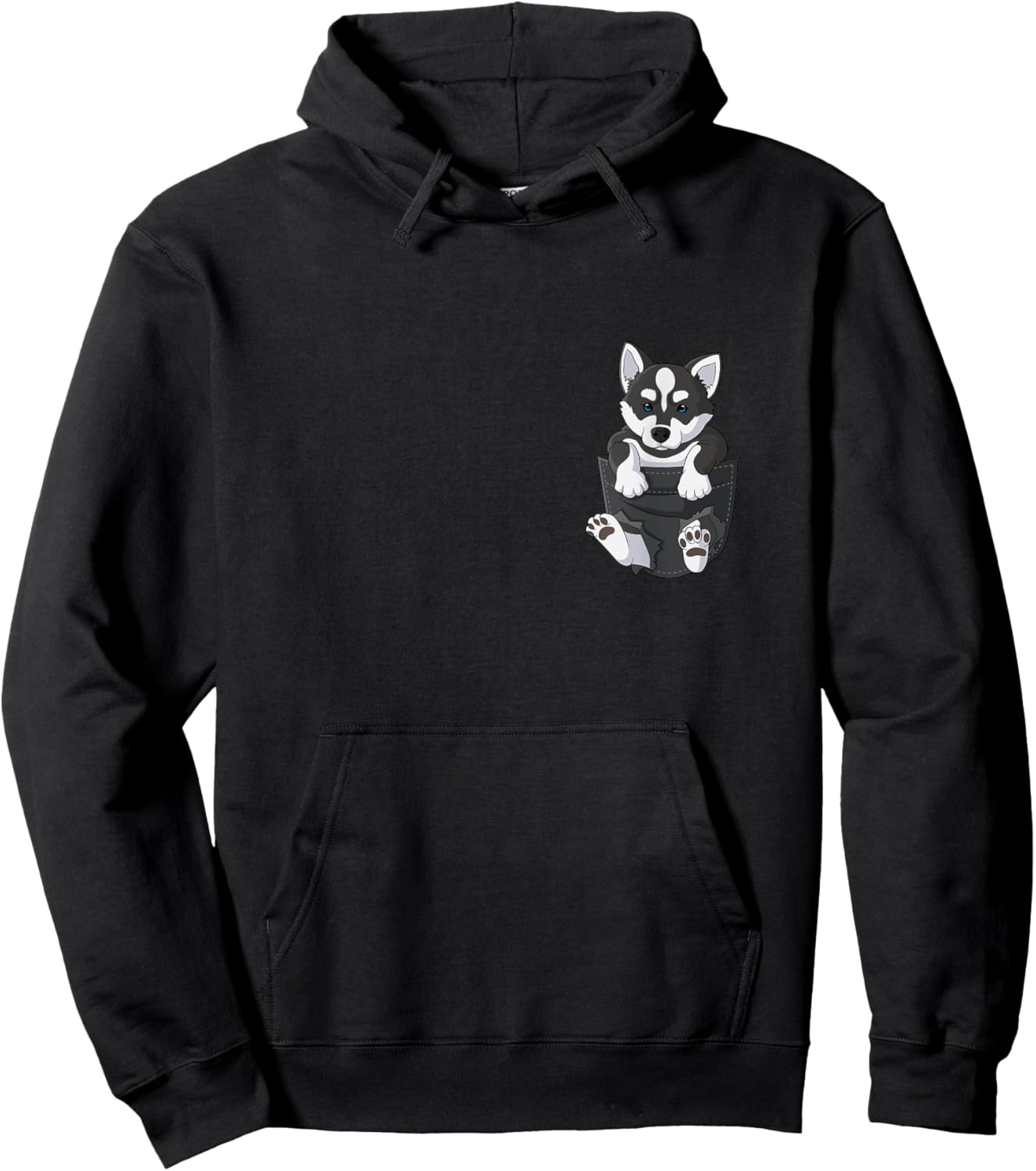 Siberian Husky in chest pocket dog Hoodie - Hoodie | Black