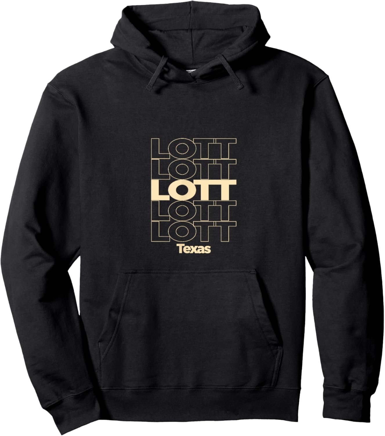 Vintage Lott, Texas Repeating Text Hoodie - Hoodie | Black