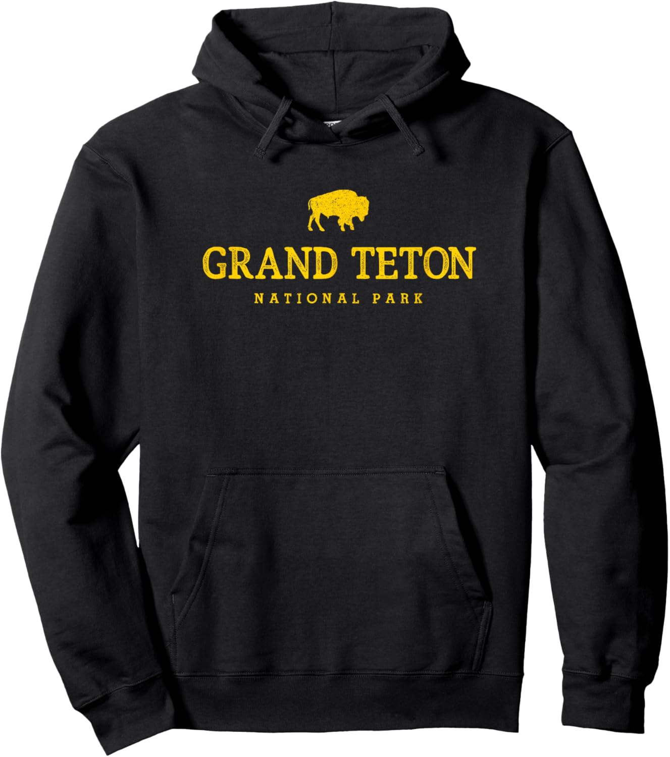 Grand Teton National Park Bison Vintage Hiking Souvenir Hoodie - Hoodie | Black