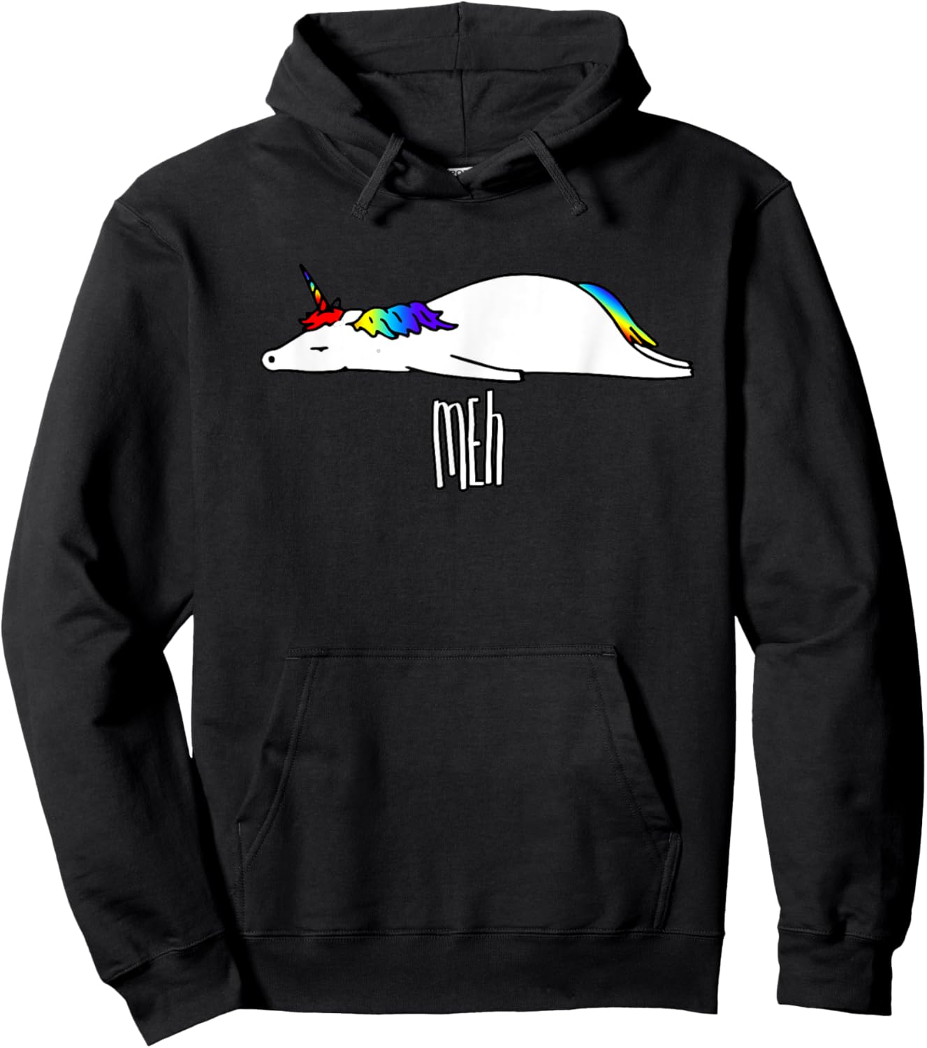 Funny unicorn meh design Hoodie - Hoodie | Black