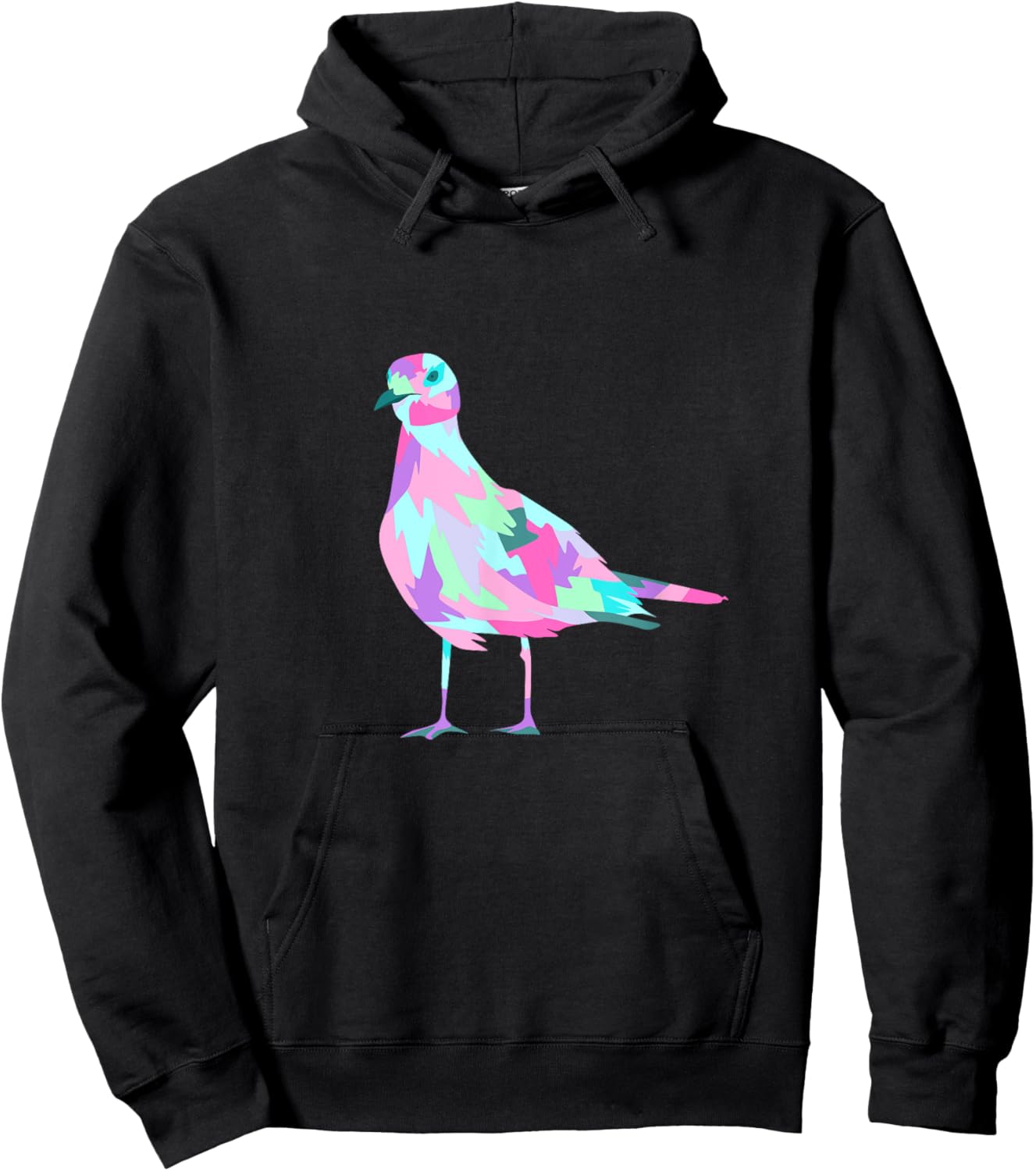 Colorful Pop Art Watercolor Seagull Graphic Hoodie - Hoodie | Black