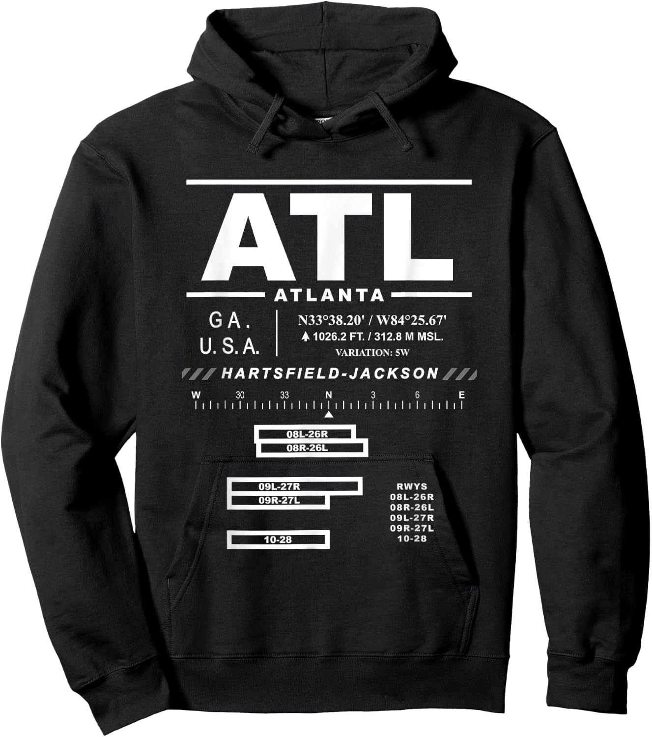 Hartsfield Jackson Atlanta International Airport Georgia ATL Hoodie - Hoodie | Black