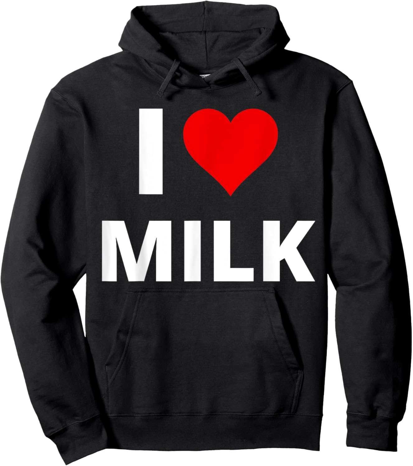 I Love Milk, With A Red Heart Hoodie - Hoodie | Black