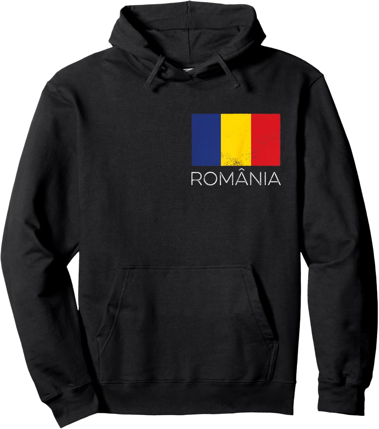Romania România Romanian Flag Vintage Romania Mini Flag Hoodie - Hoodie | Black