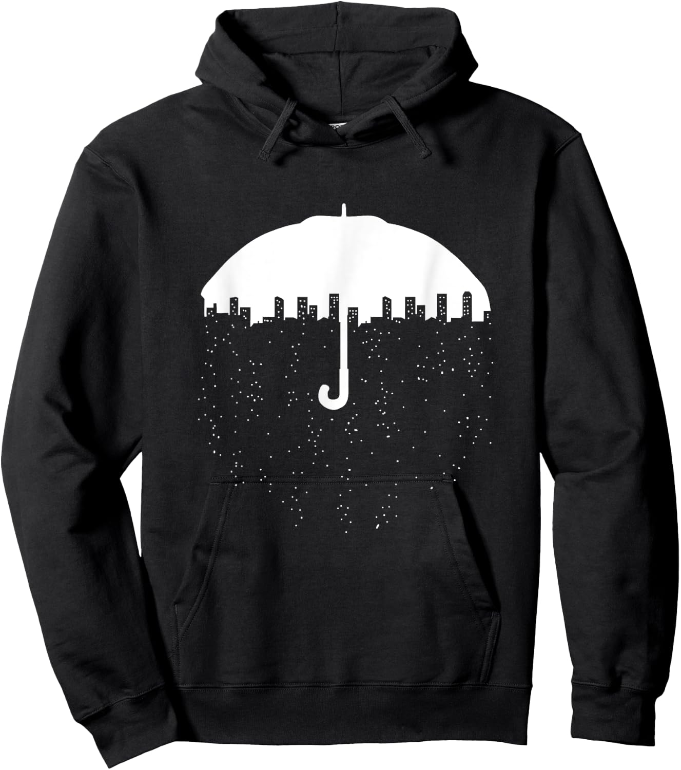 City Under Umbrella Retro Urban Negative Space Art Gift Hoodie - Hoodie | Black