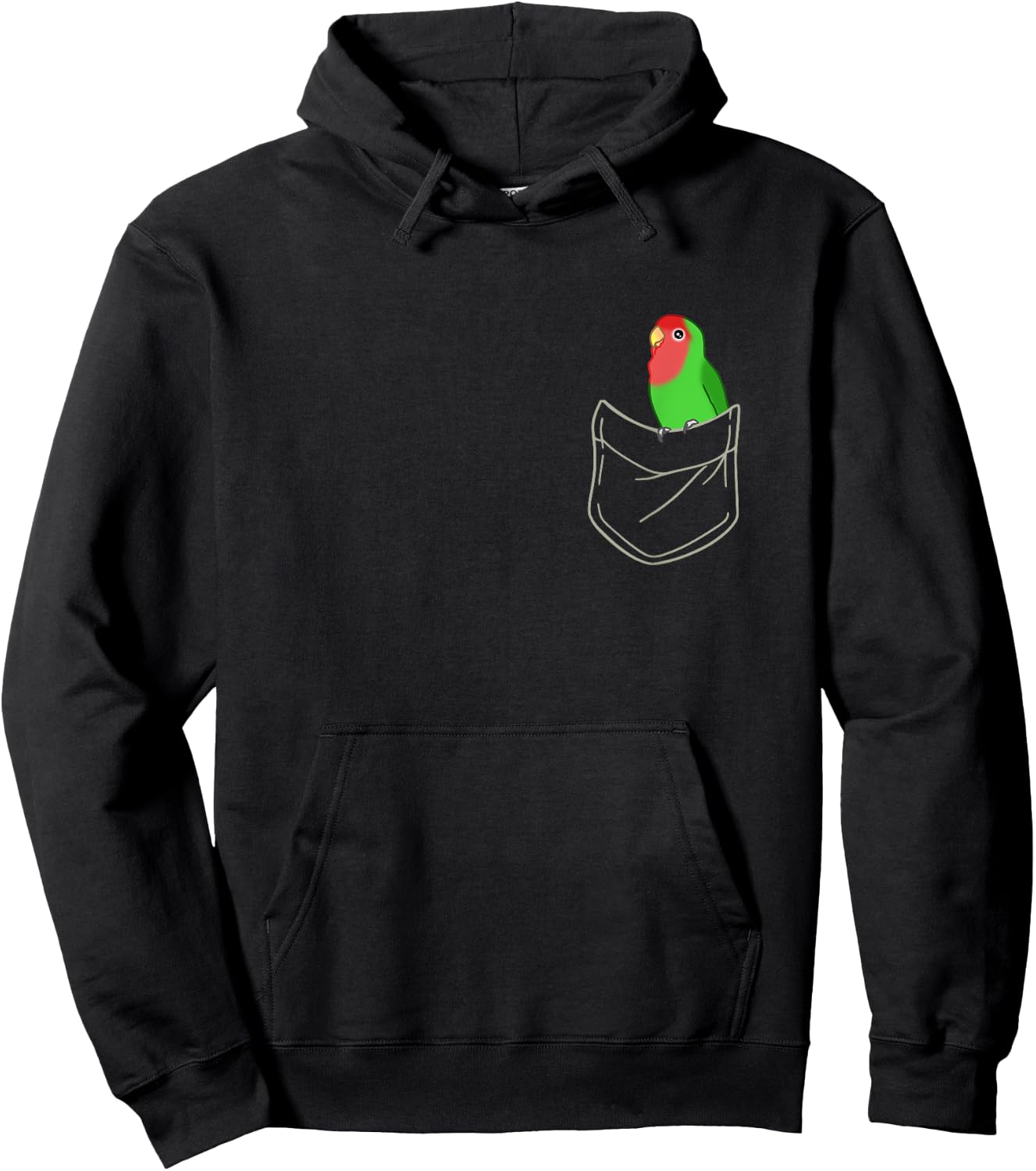 Pocket green Lovebird Cute Peach Faced Lovebird Birb memes Hoodie - Hoodie | Black