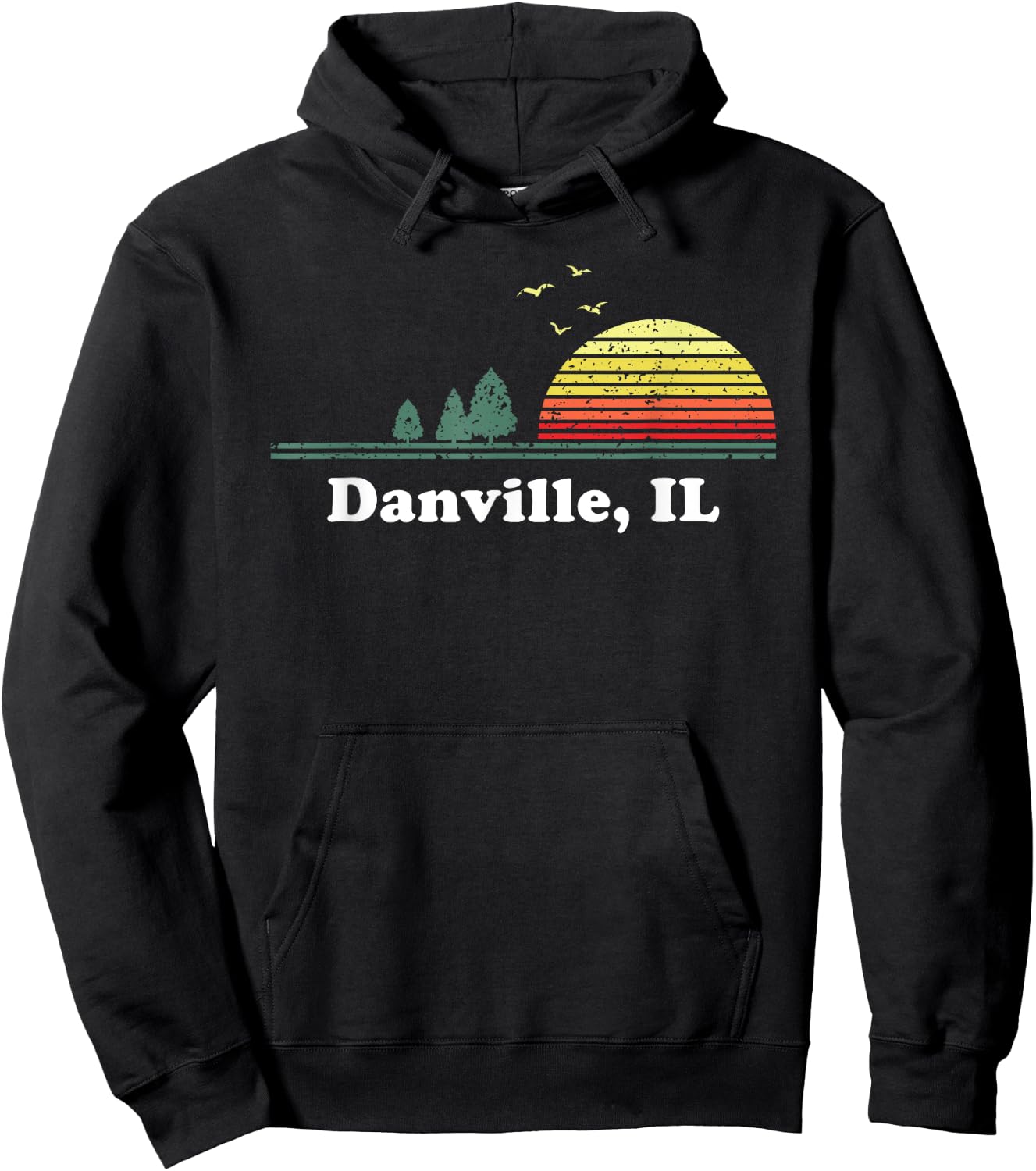 Vintage Danville, Illinois Home Souvenir Print Hoodie - Hoodie | Black