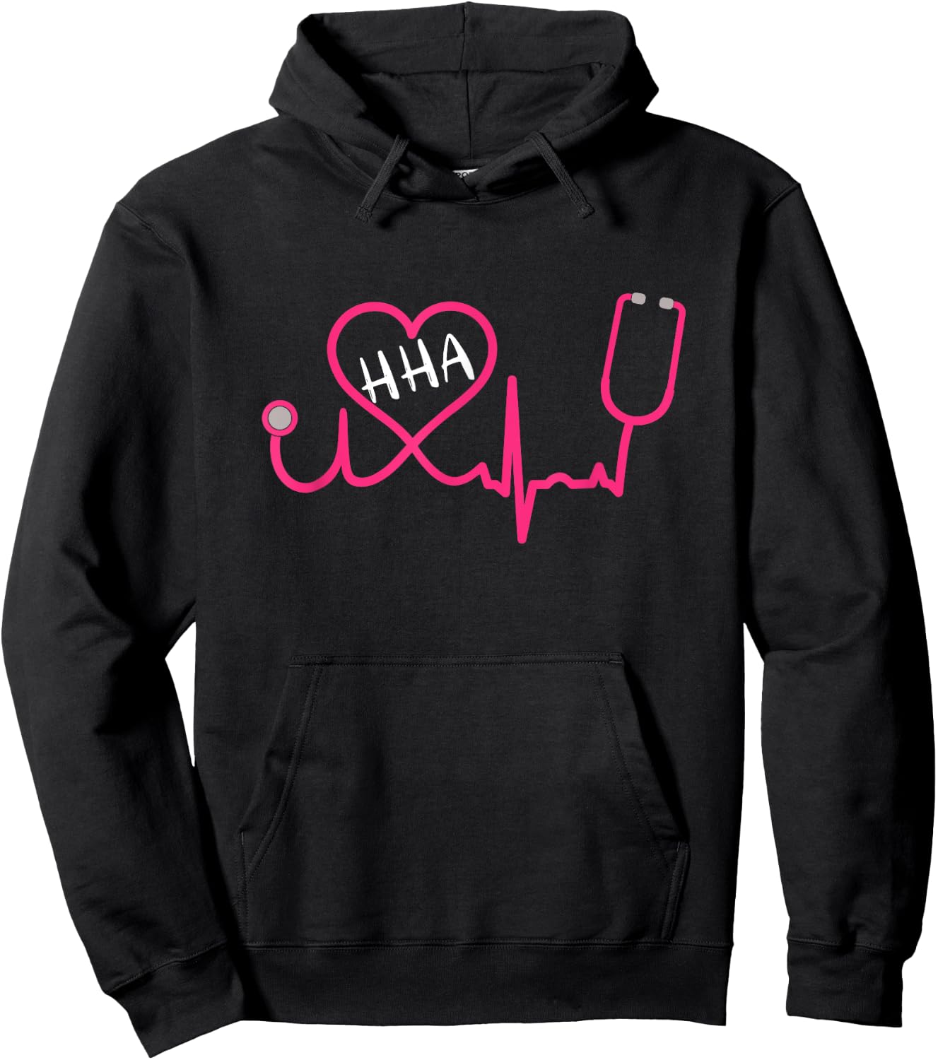 HHA Home Health Aide EKG Stethoscope Heart Cute T Shirt Hoodie - Hoodie | Black